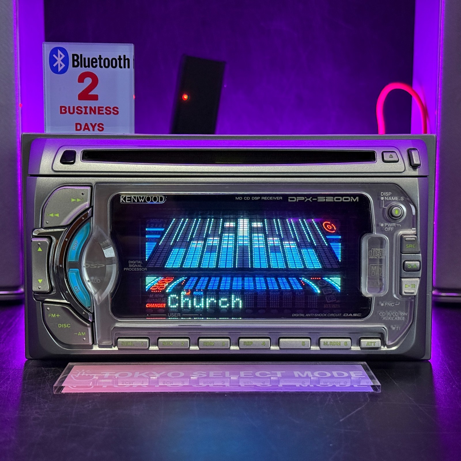 Kenwood DPX-5200M 2DIN CD MD Player Car Audio Added Bluetooth JDM Tested Stock