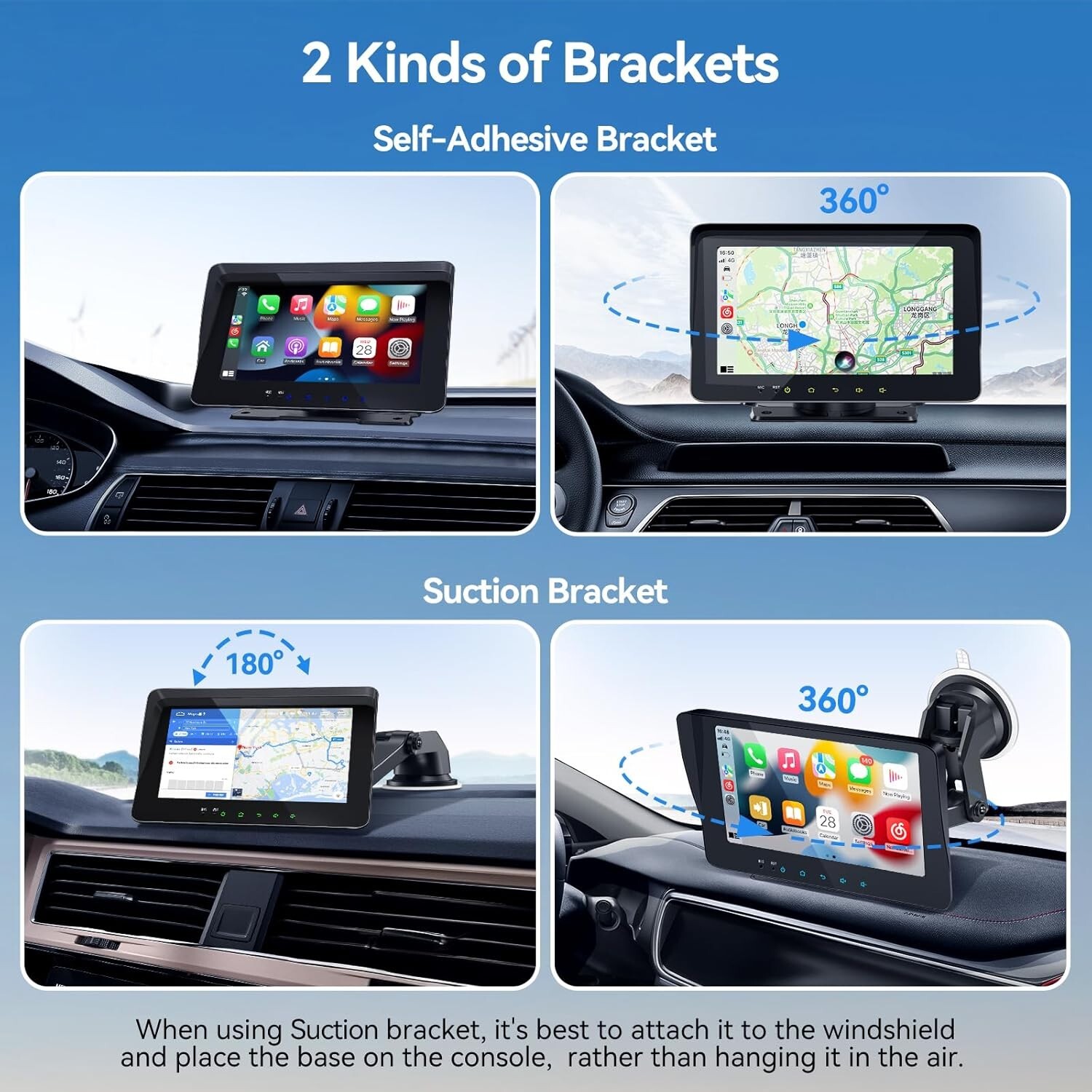 Wireless Carplay Screen for Car,Portable Car Stereo with Carplay & Android Auto/