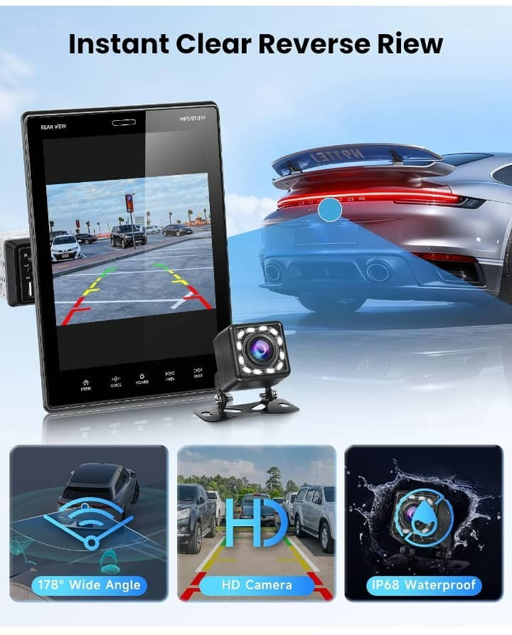 9.5 Inch Wireless CarPlay & Android Auto Single DIN Car Stereo Rotatable Touchsc