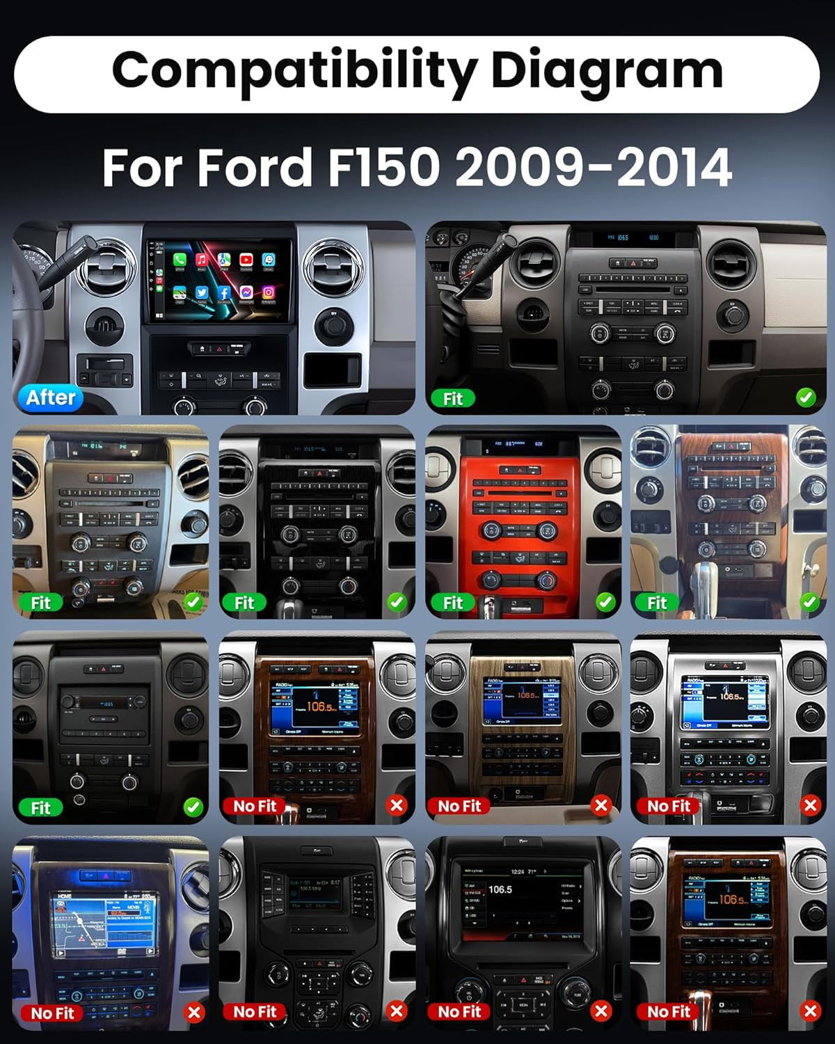 Car Radio for Ford F150 2009-2014: Upgrade 9 Inch 1280X800 HD Touchscreen Stereo