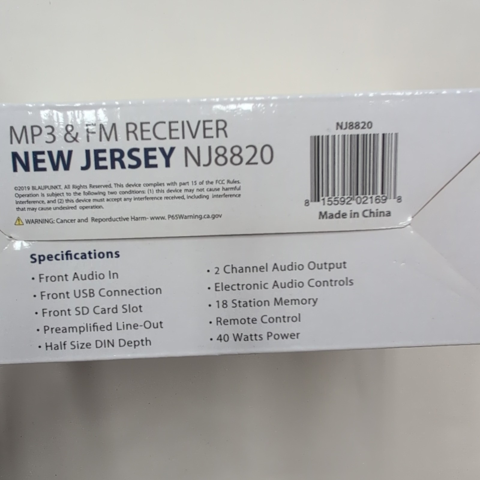 Blaupunkt New Jersey NJ8820 1/2 DIN MP3/FM Receiver USB AUX Remote Detach