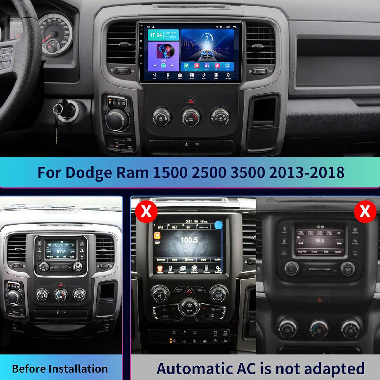 32g For Dodge Ram 2013-2019 1500 2500 3500 Android Stereo Radio CarPlay 1280*800