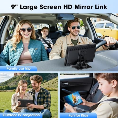 Carplay Screen for Car, 9” Wireless CarPlay & Android Auto- Upgrade Portable