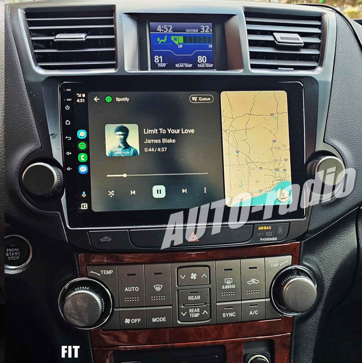 Plug & Play Radio for Toyota Highlander 2008-2013 Android 13 CarPlay JBL GPS SWC