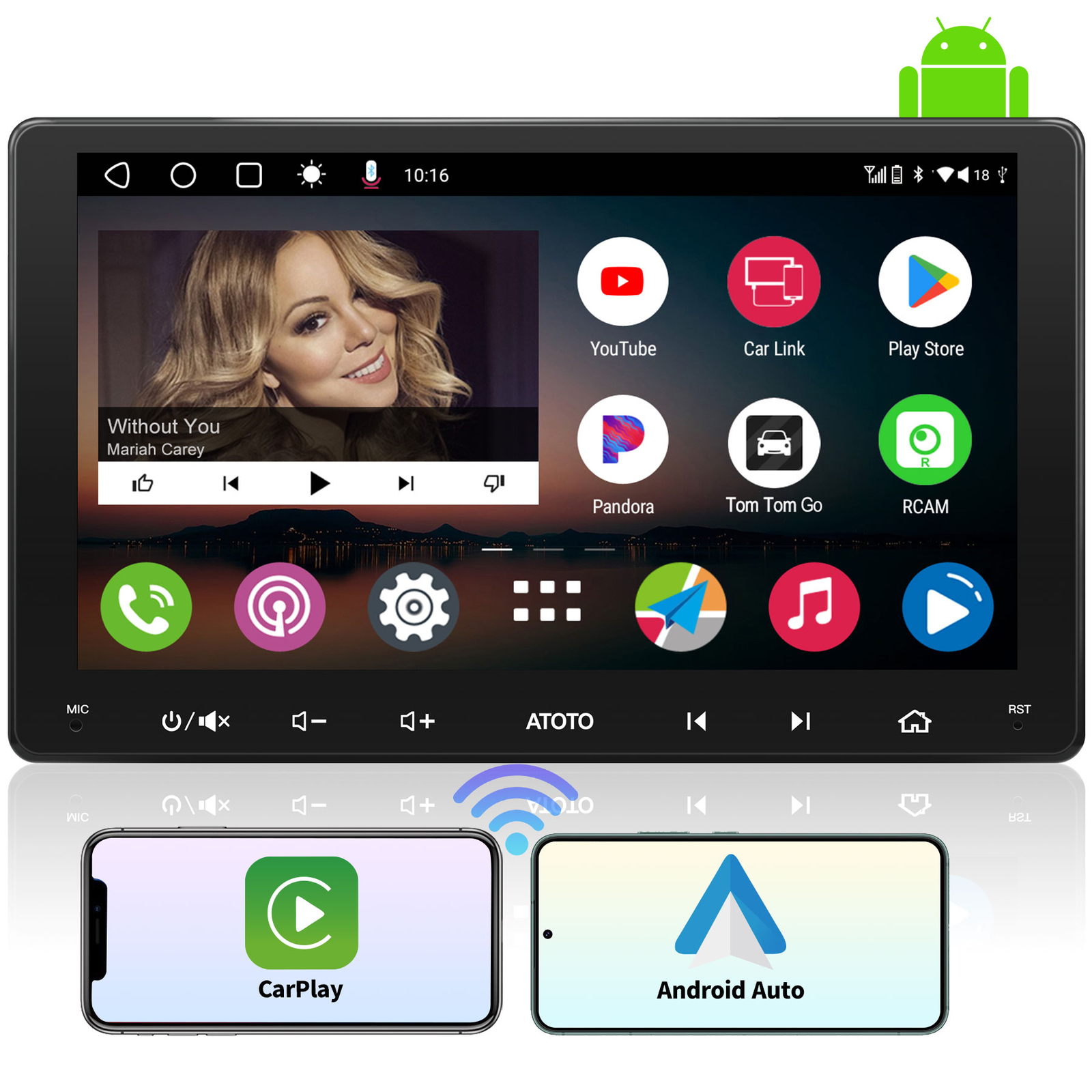 ATOTO 9IN A6PF 2DIN Car Stereo GPS Track Head Unit Wireless Android Auto&CarPlay