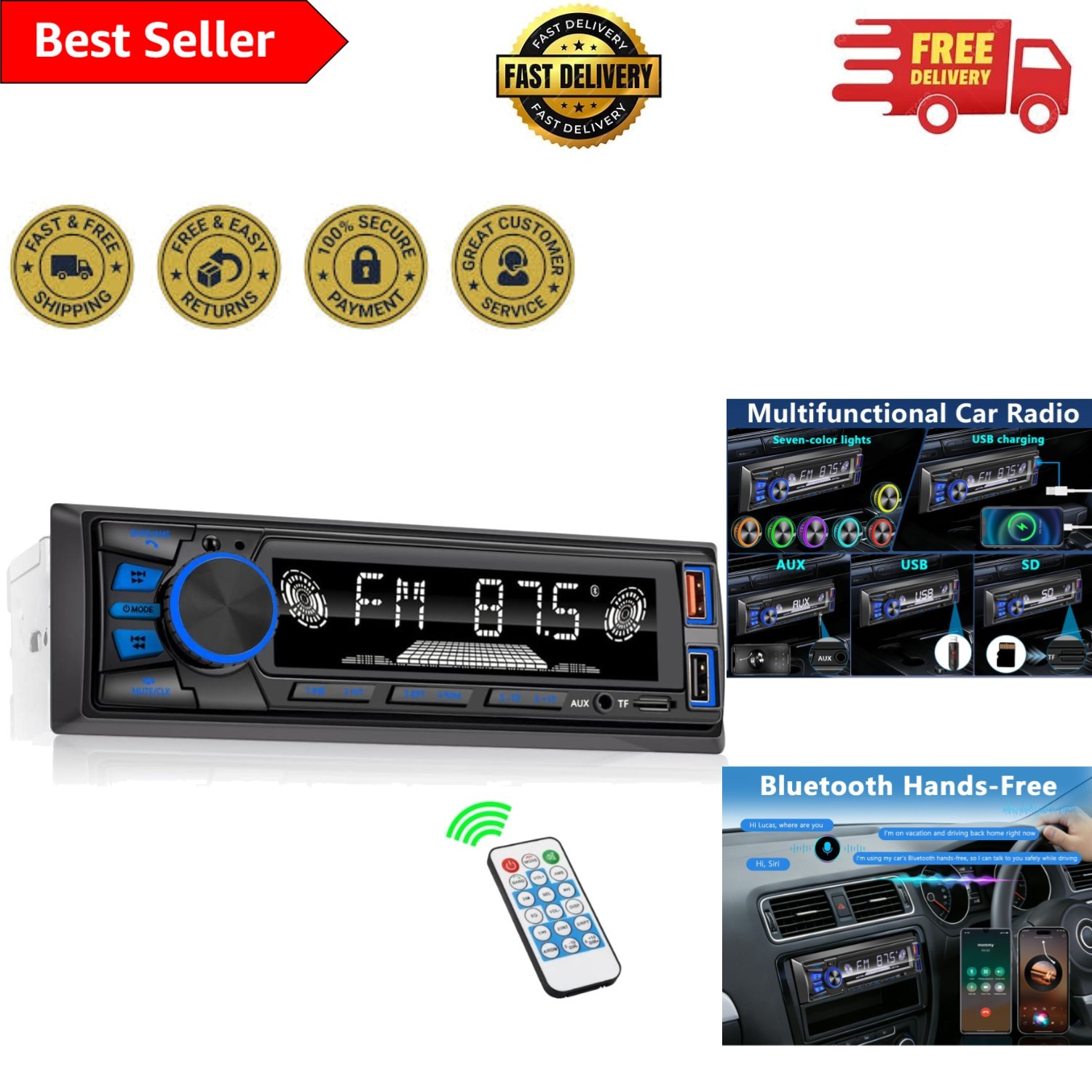 Compact Bluetooth Car Stereos with Dual USB and Enhanced EQ for Superior Sound