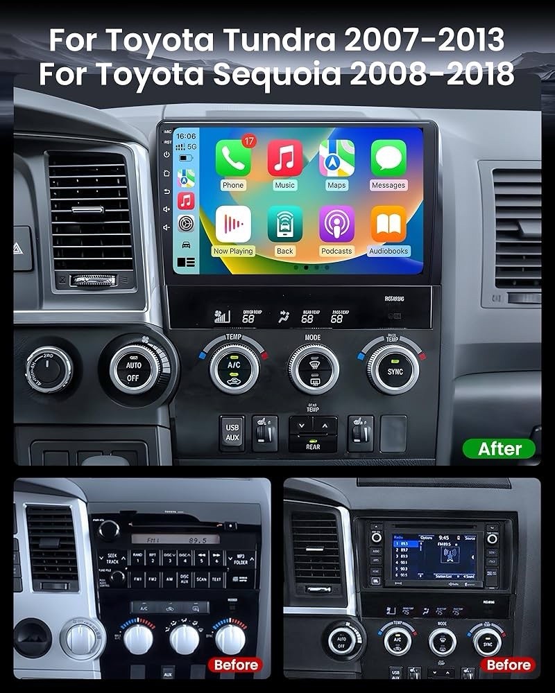Radio Upgrade Toyota Tundra 2007–2013 Sequoia 2008–2012 10.2″ IPS Touchscreen