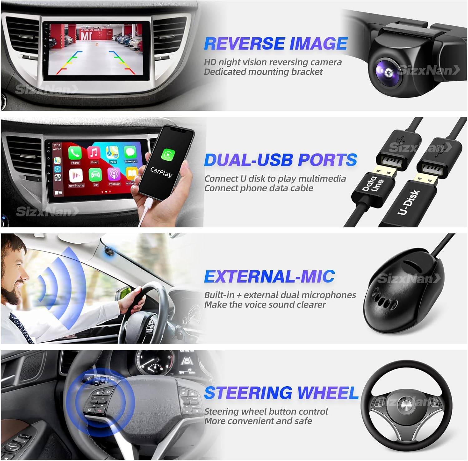 Car Stereo for Hyundai Tucson (2016–2018) , Wireless CarPlay & Android Auto 2+32