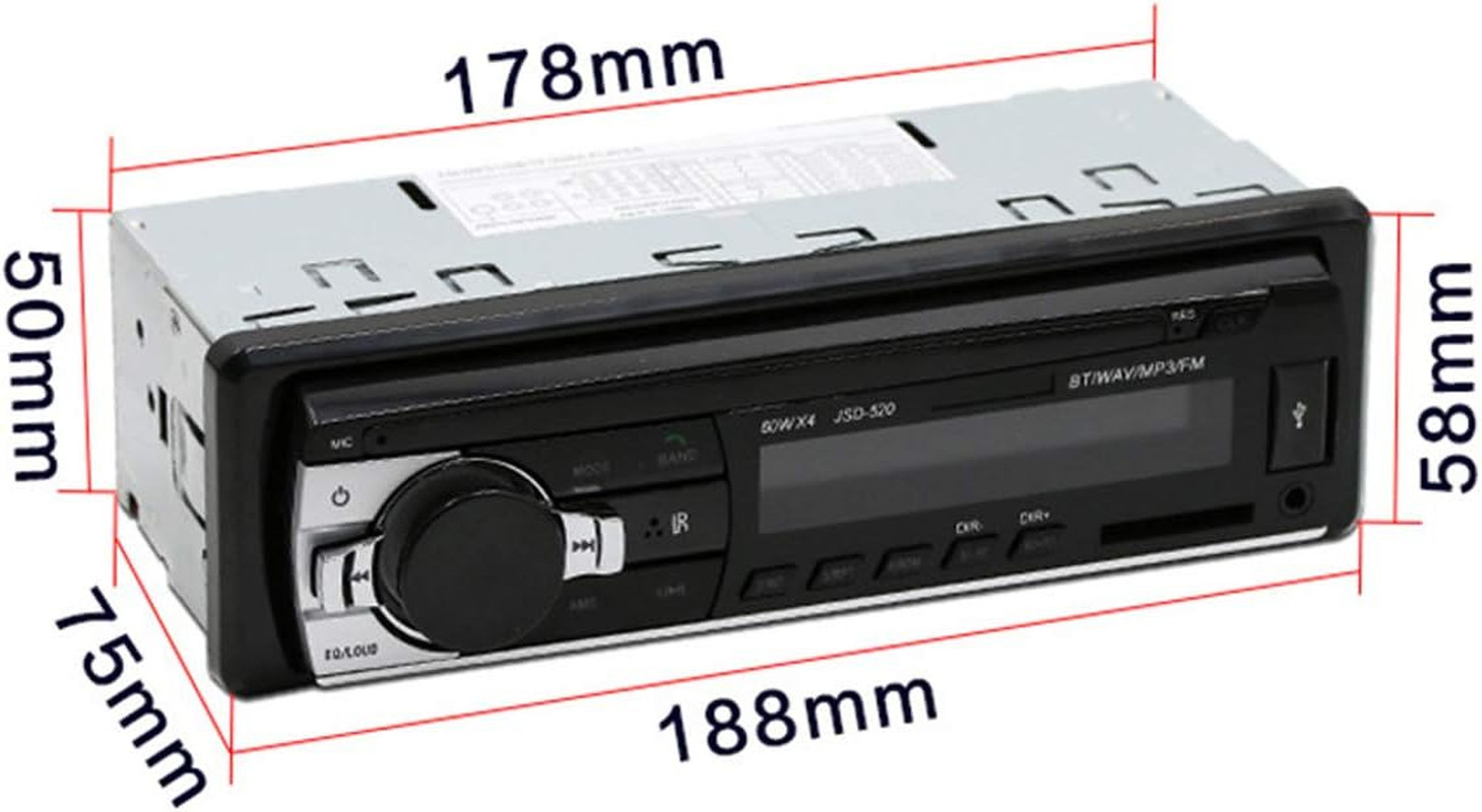 Single Din Car Stereo Receiver Bluetooth Hands-Free, 12V MP3 Audio Player