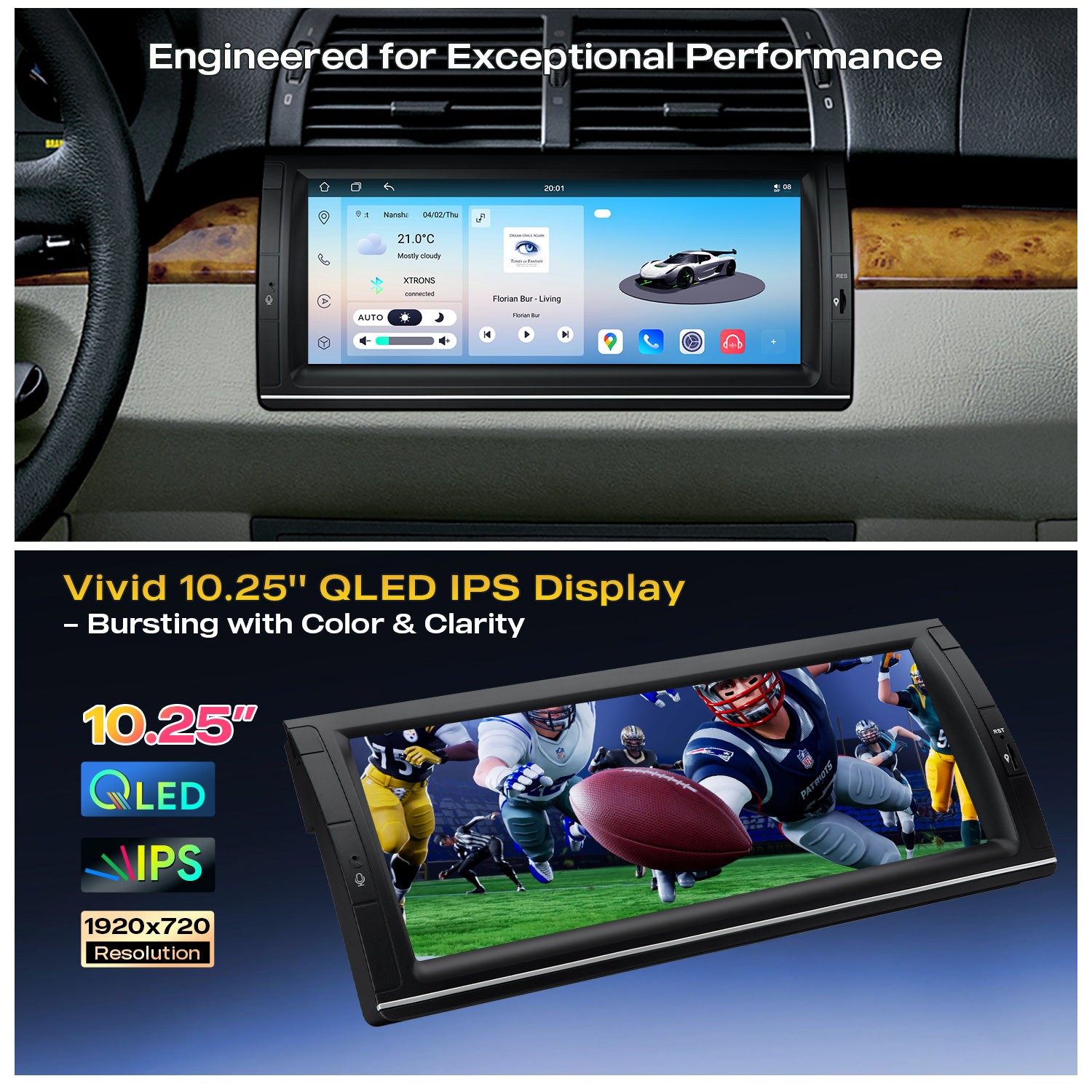 For BMW X5 E53 10.25″ QLED Touch Screen Android 14 Car Stereo GPS Dual Bluetooth