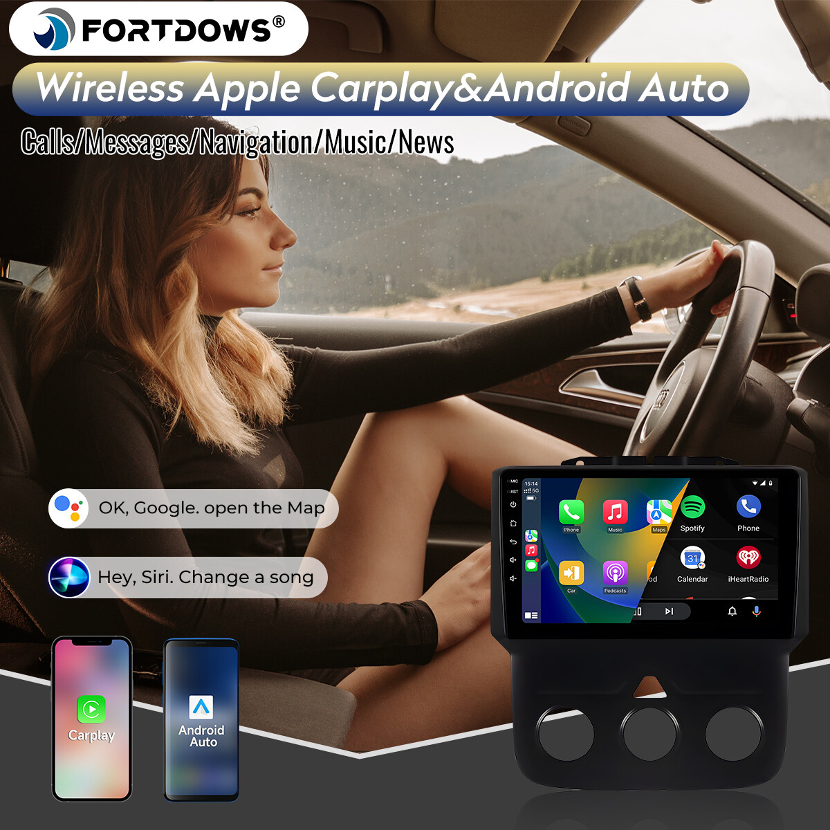 Wi-fi Radio Stereo for Dodge Ram 1500 2500 3500 2013-2018 Carplay Android GPS FM