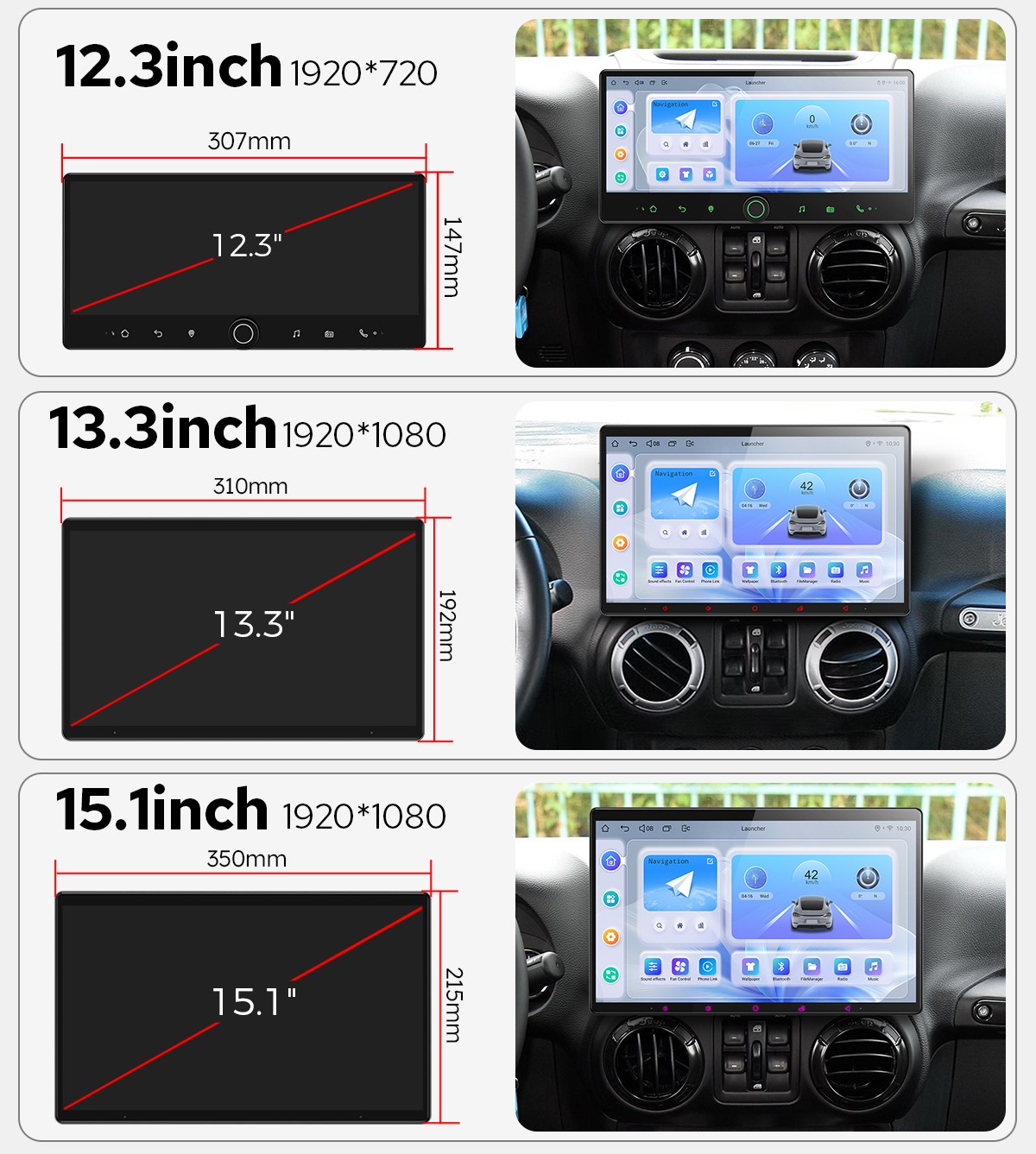 Android 12 Big Screen For Jeep Wrangler JK Dodge Ram Chrysler Car Radio GPS Navi