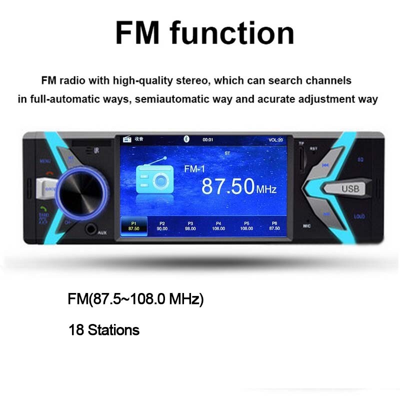 1 Din 4″ In-Dash USB/TFAU7X Car Stereo Radio Touch Screen Bluetooth Audio