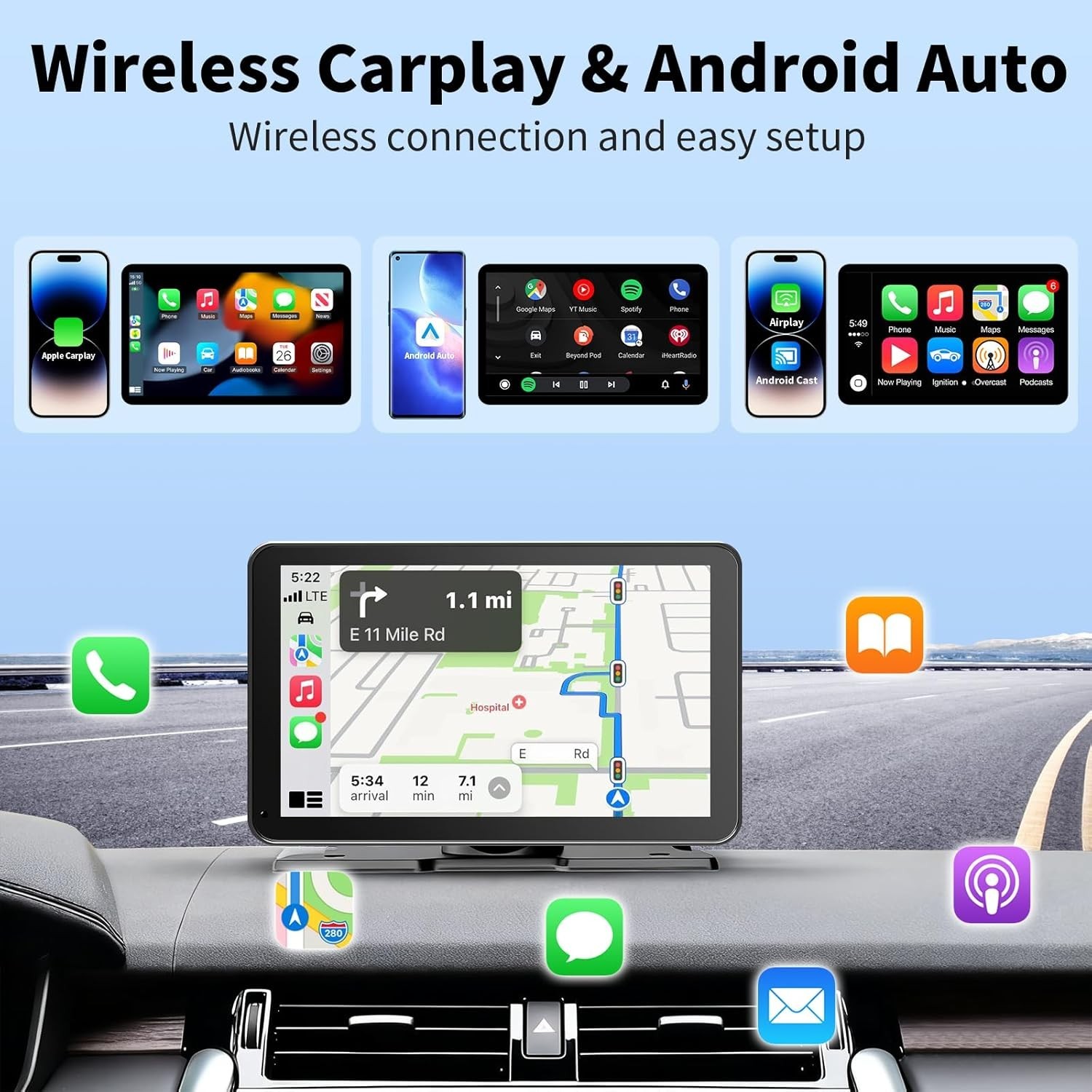 Smart 9-Inch CarPlay Screen for Easy Connectivity – Plug & Play Installation