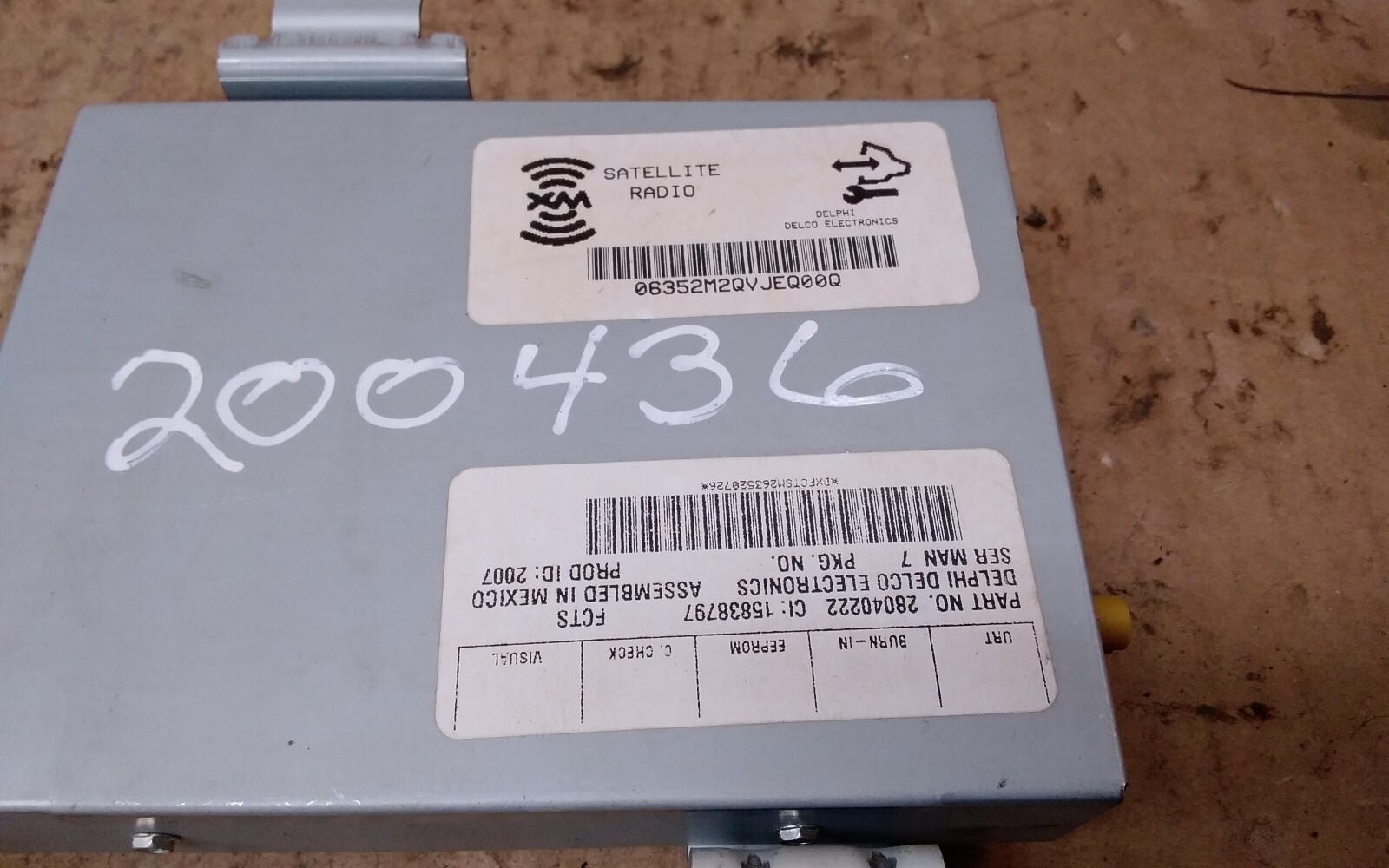 2007 SATURN AURA SATELLITE RADIO MODULE ID- 15838797