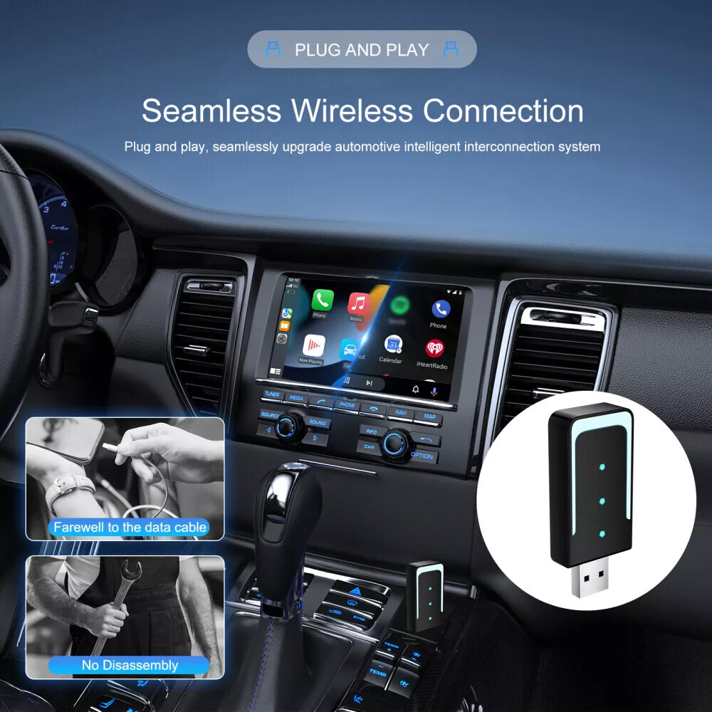 2in1 Wireless Carplay Adapter Android Auto Adapter USB Car Dongle Connect Box