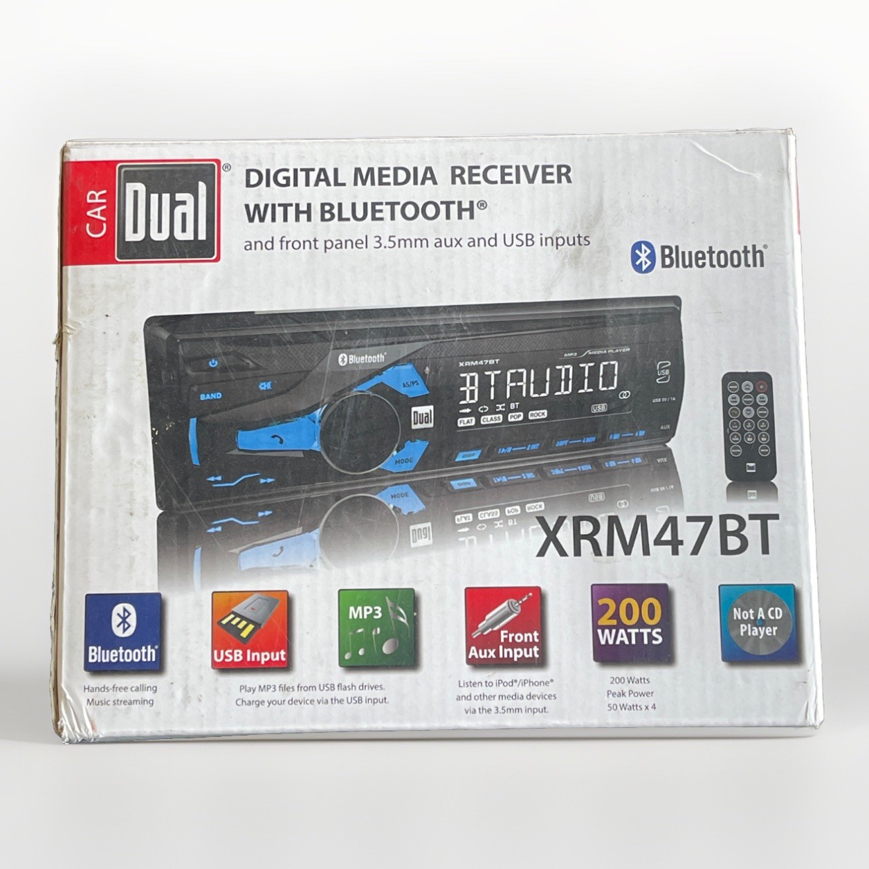 Dual XRM47BT Car Radio Audio Receiver with Bluetooth, USB, and Aux Connectivity