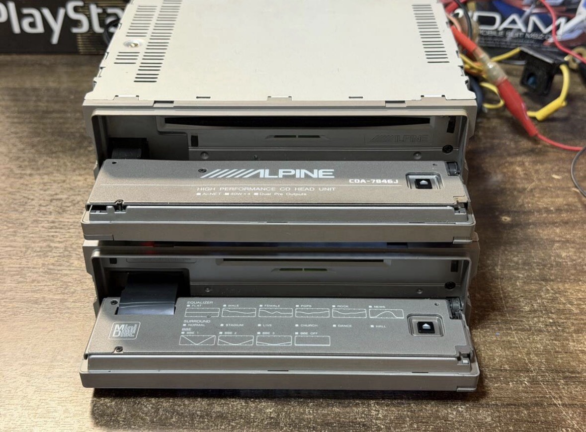 RARE! ALPINE 1DIN+1DIN CD/MD Deck (CDA-7846J & MDA-5046) MD/DSP EQ