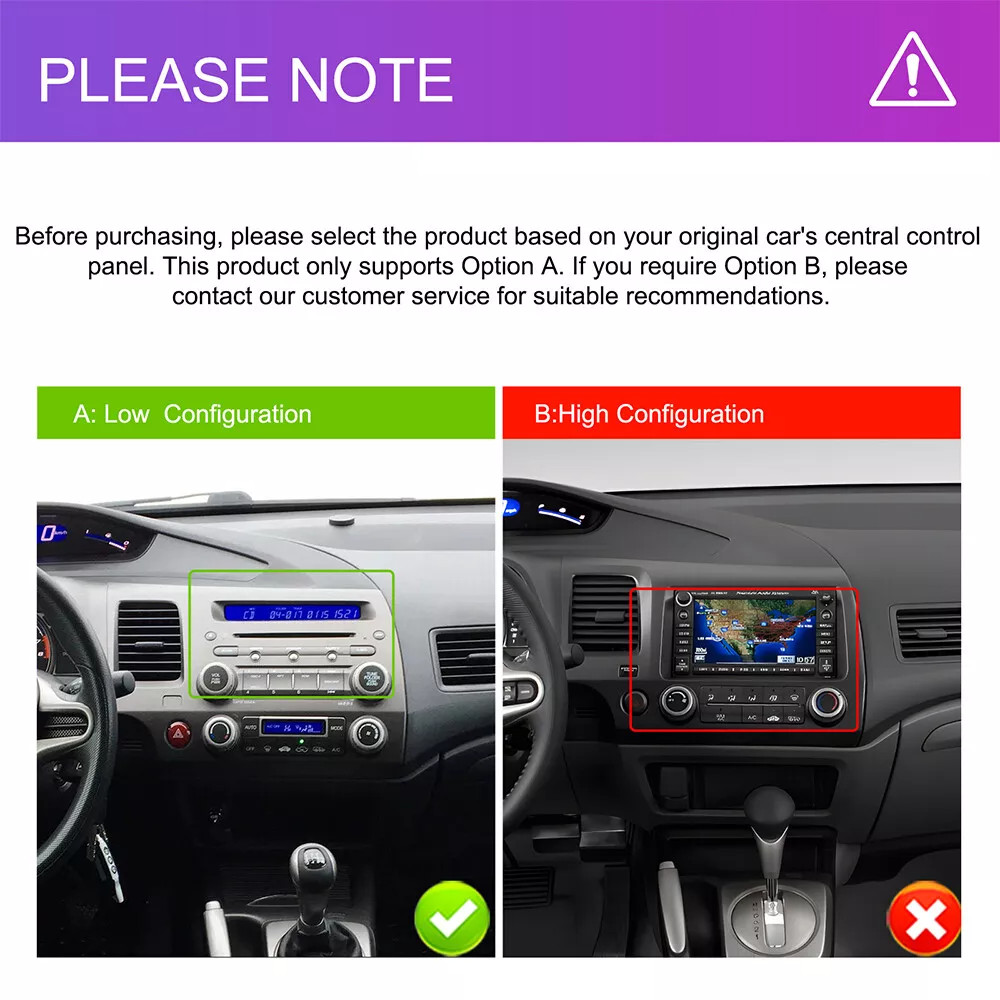 64GB For Honda Civic 2006-2011 10″ Android 13 Apple Carplay Car Stereo Radio GPS