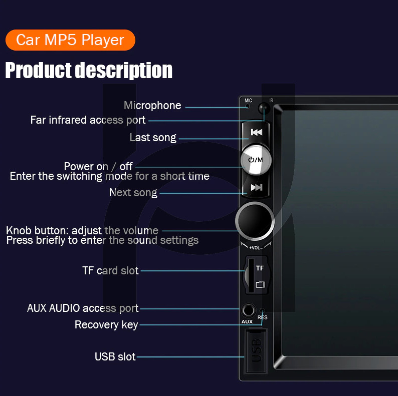 Double 2 DIN Car MP5 Player 7″ Bluetooth Touch Screen Stereo Radio With Camera