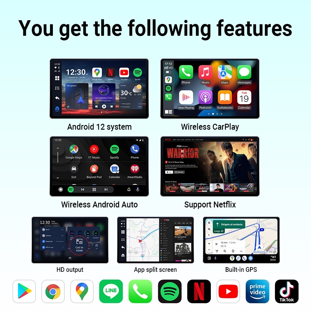 Ottocast P3 CarPlay AI Box Wireless CarPlay Android Auto Video Adapter HDMI 128G