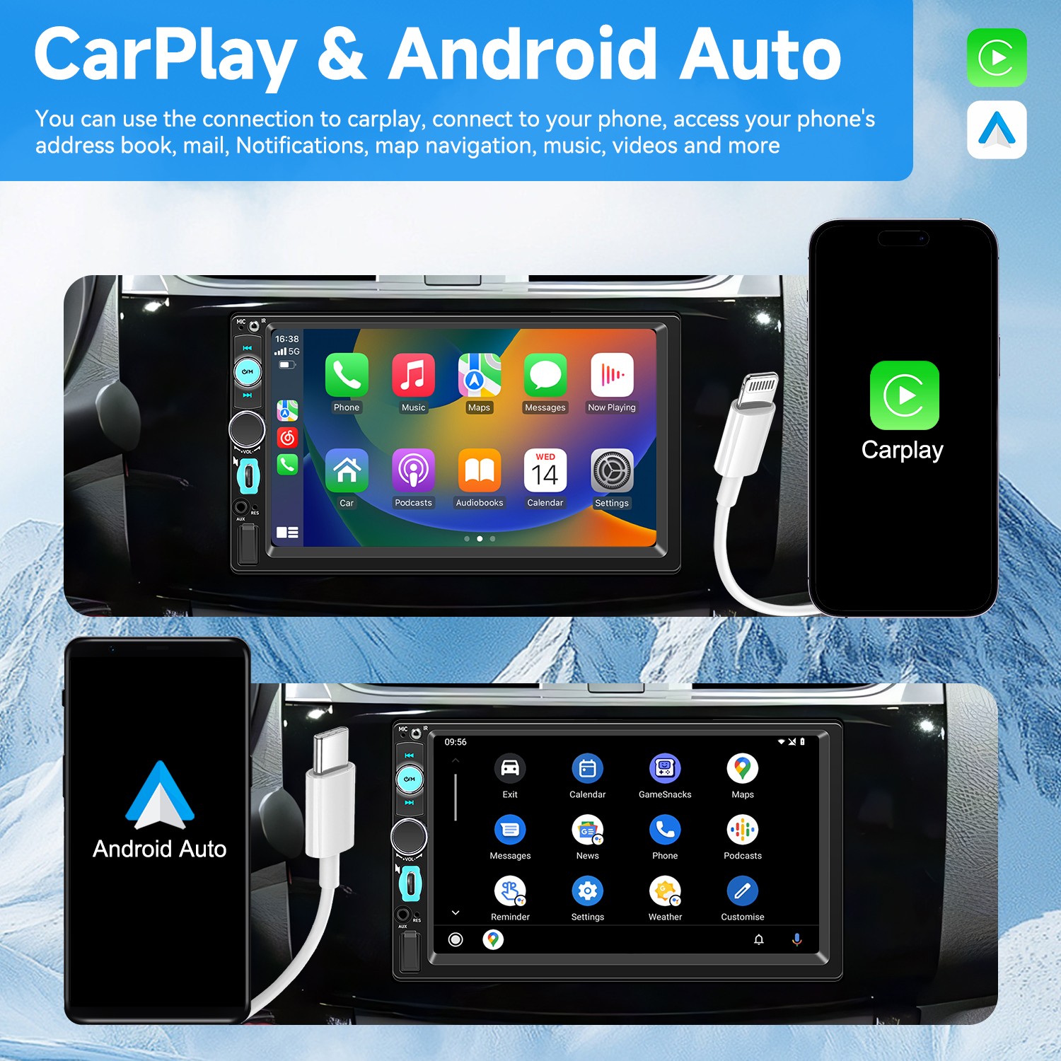7″ Double 2 DIN Car Stereo Radio MP5 Touch Screen Bluetooth FM USB w/Rear Camera