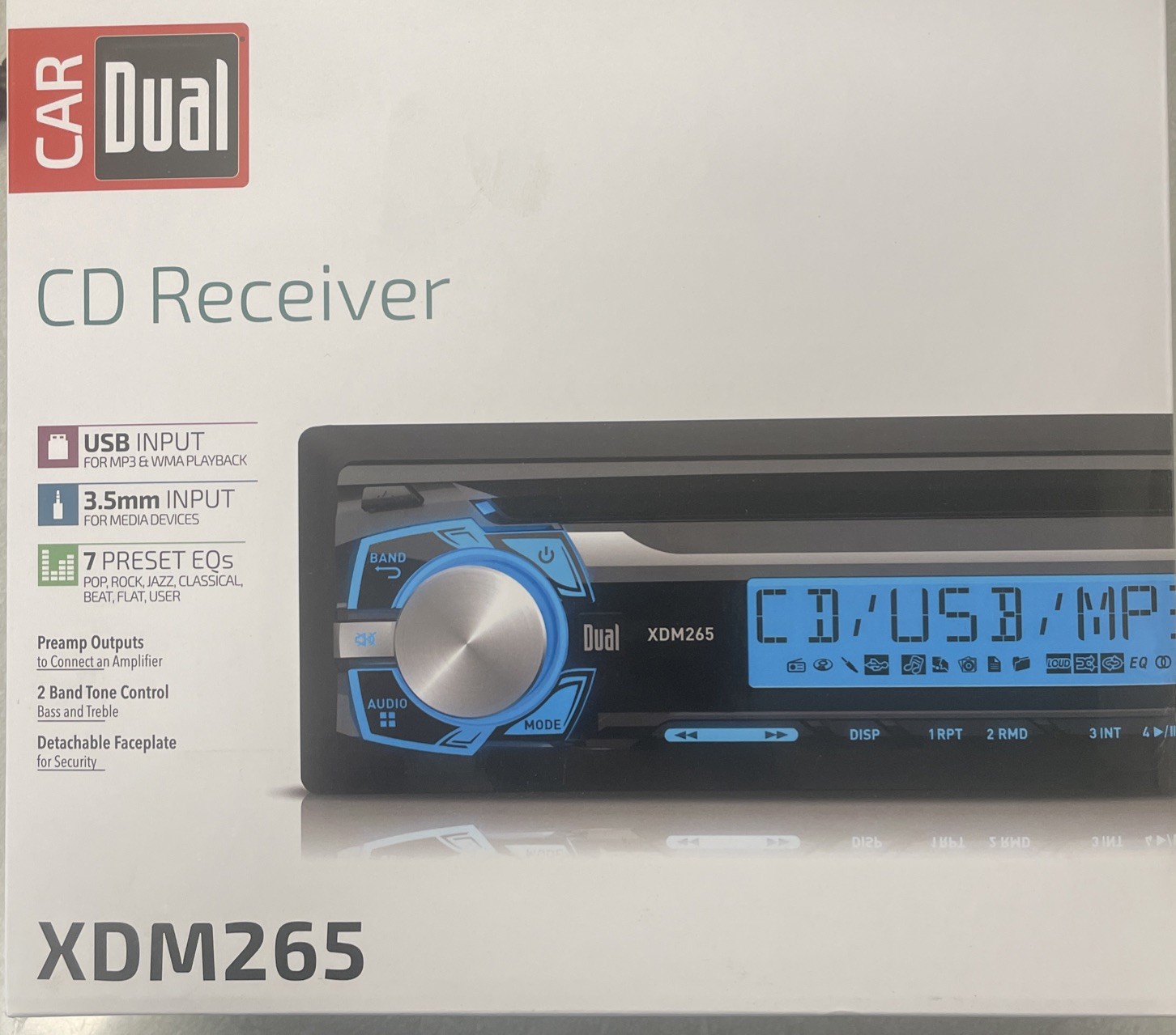 XDM265 Dual AM/FM CD Receiver, USB Input, 3.5mm Input with Detachable Face