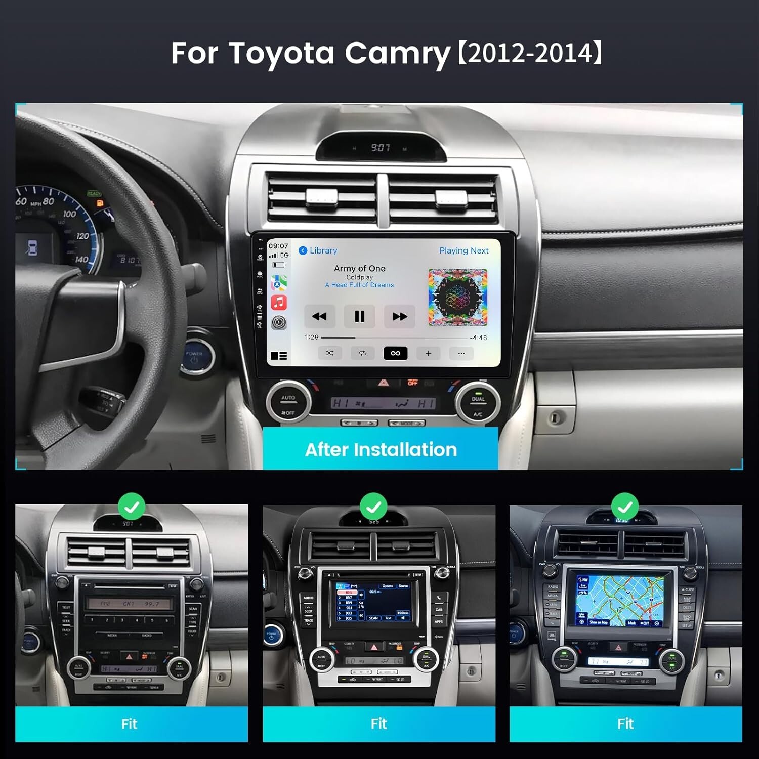 Roadanvi 8G+128G 10.2″ Android Car Stereo for Toyota Camry 2012-2014 T-Style GPS