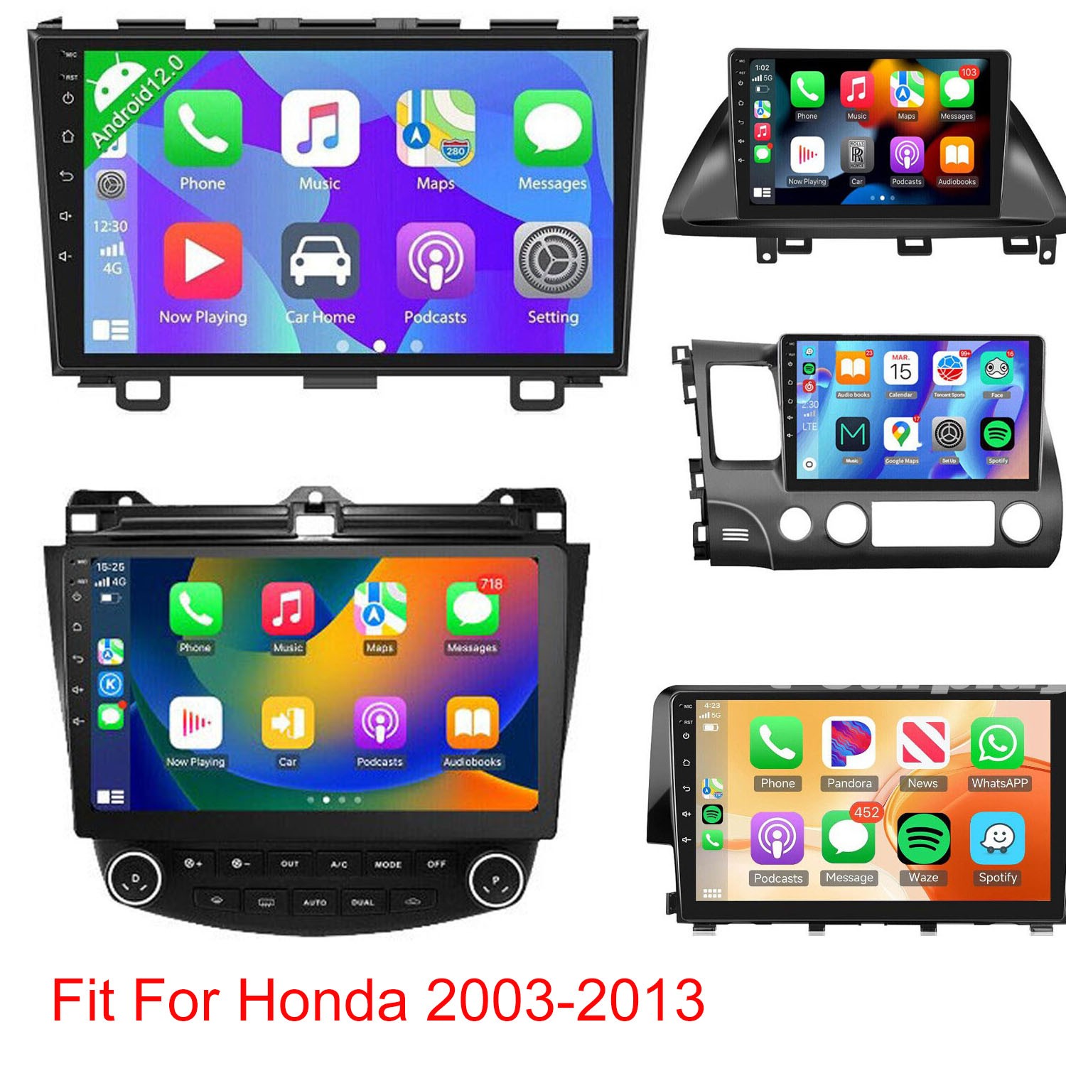 For Honda 2003-2013 Car GPS Carplay Stereo Radio Wifi GPS Navigation with Camera