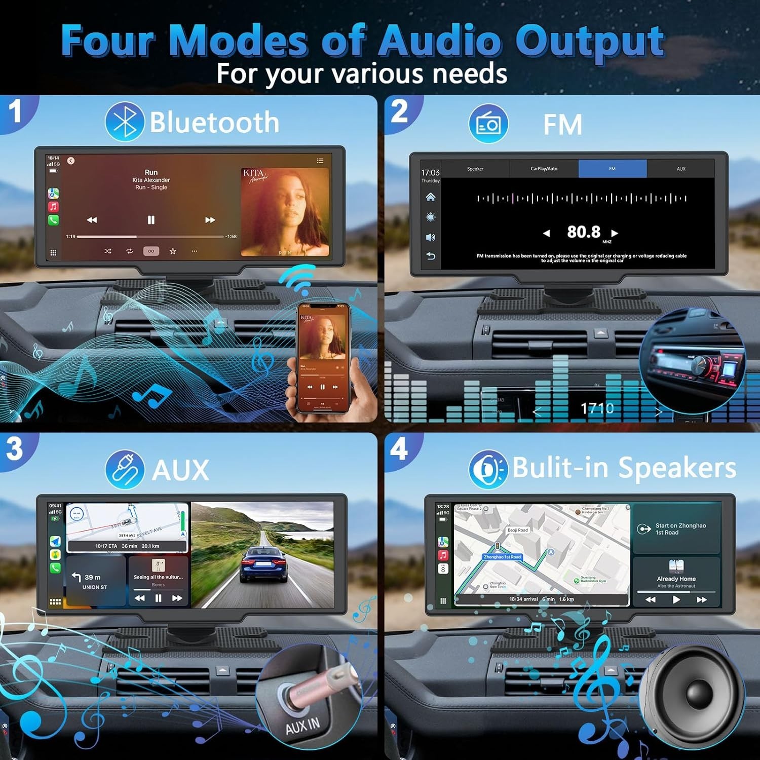 Multifunctional Wireless Carplay Tablet: 4K Camera & Bluetooth 5.0 Integration