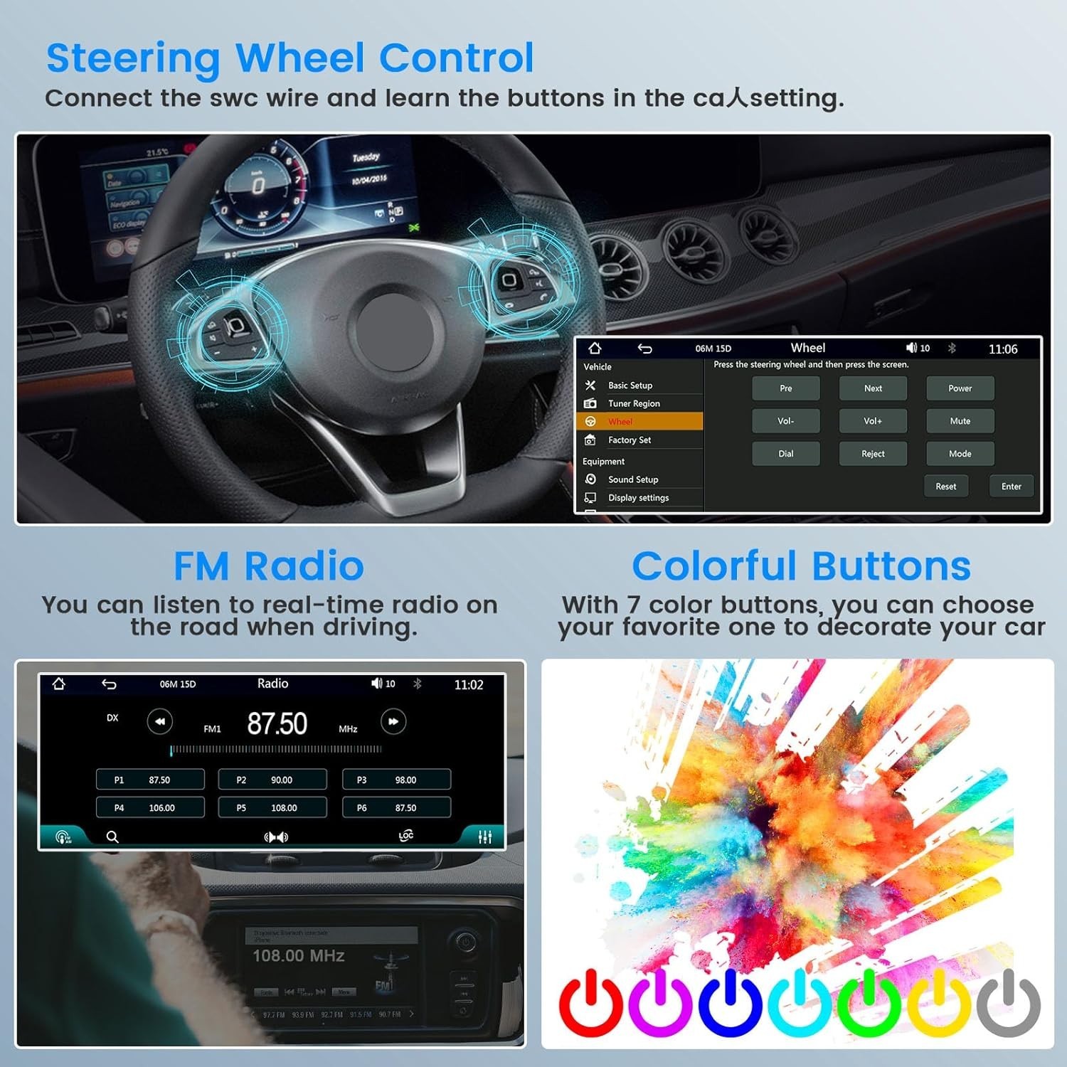 Advanced 6.9 Inch Car Audio Stereo with Wireless Carplay & Enhanced Connectivity