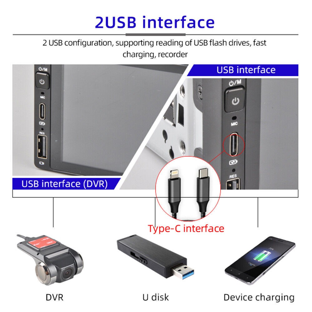 Single DIN Car Radio GPS NAVI WiFi Carplay 6.9 Inch Stereo Player Android 2+32G