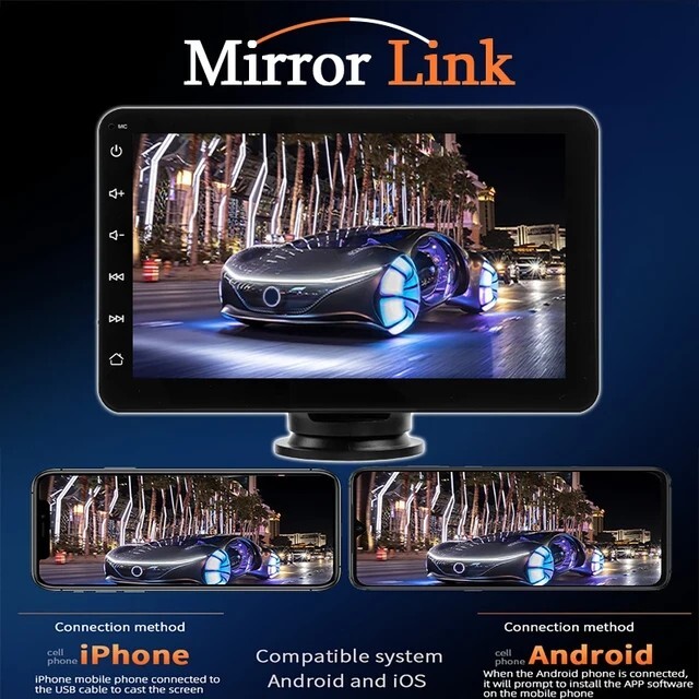 7 inch Car Radio Stereo Player Portable Apple CarPlay Android Auto Play MP5 FM