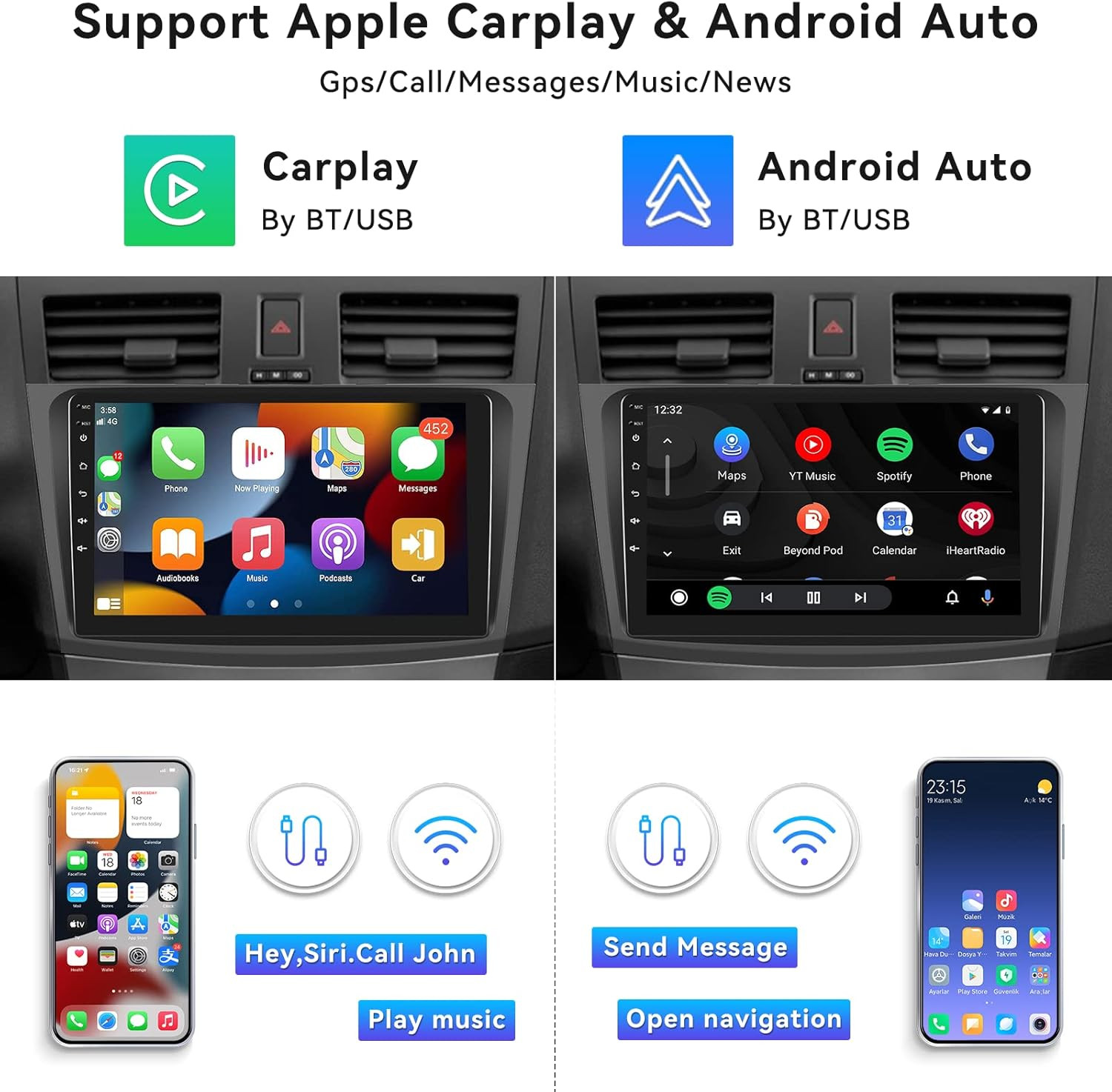 [2+64G] Android 13 Car Stereo for Mazda 3 2009-2013 with Wireless Carplay&Androi