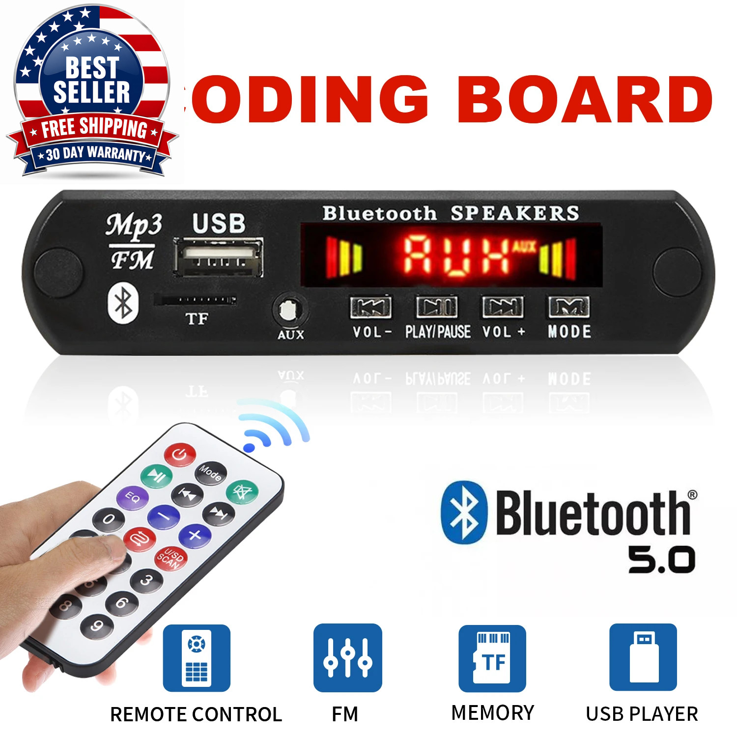 9V 12V Car MP3 WMA Decoder Board Audio MP3 Player USB TF FM Radio Module Wireles