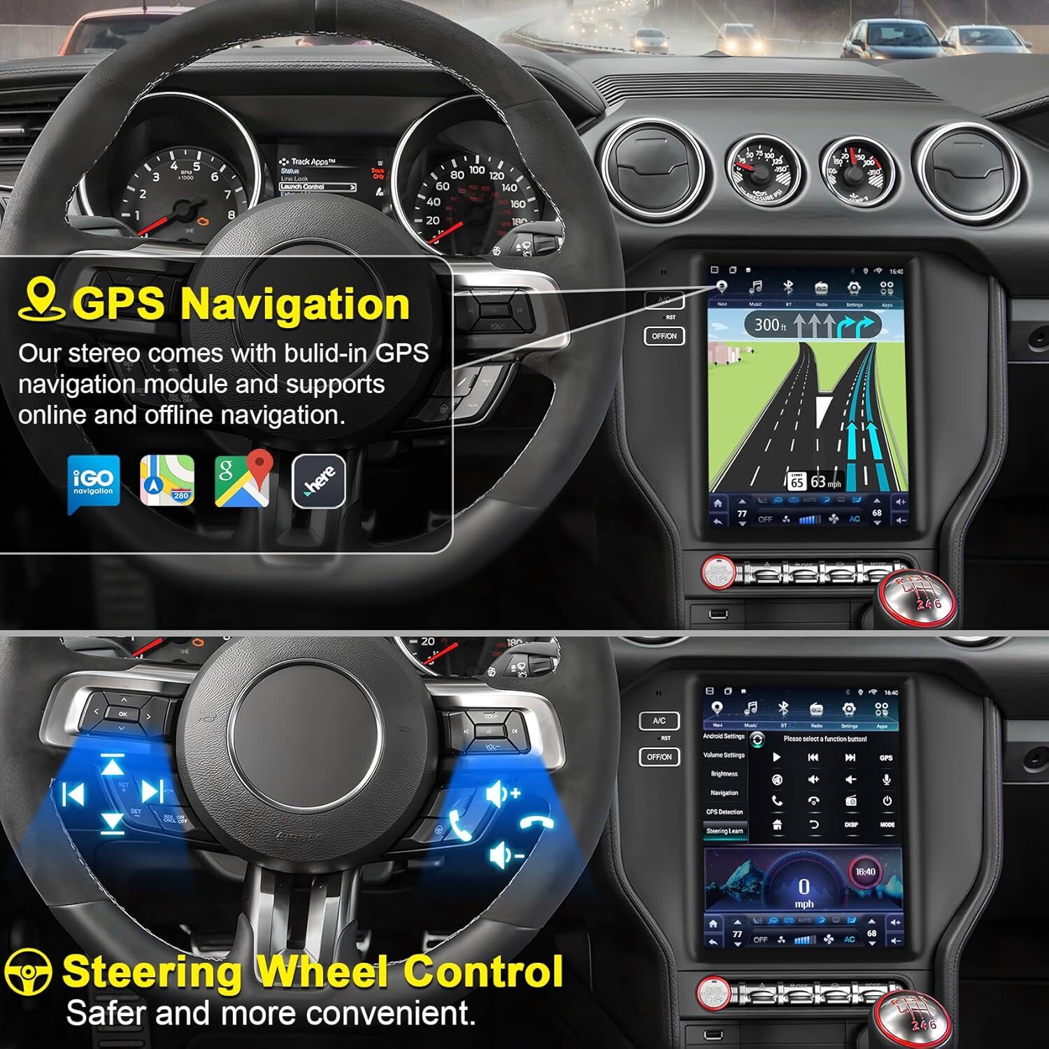 10.4″ Car Radio Android Tesla Screen Gps Navigation For Ford Mustang 2015-2022