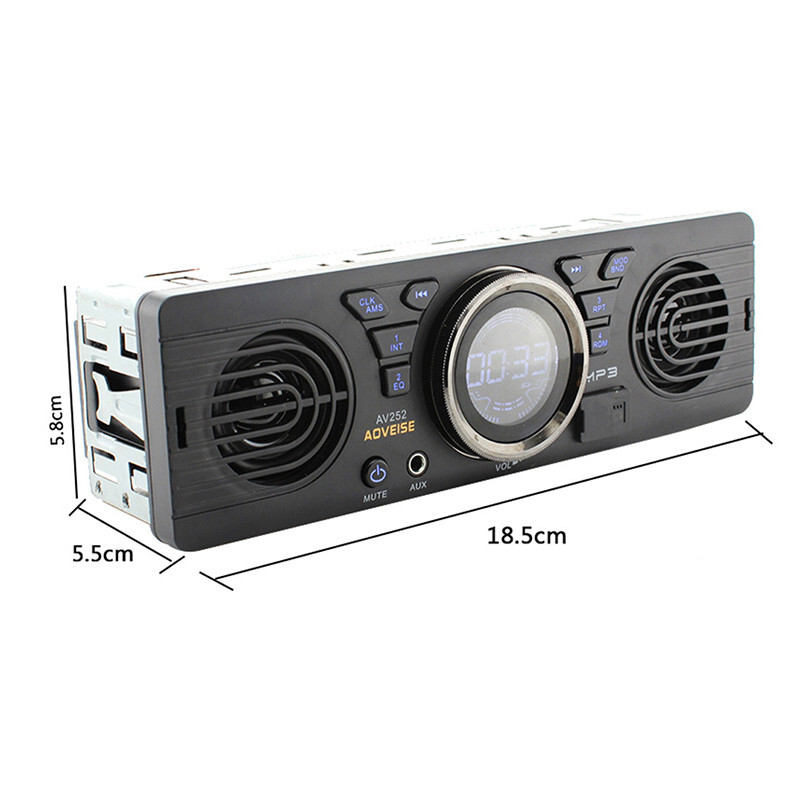 Car Stereo Radio Audio FM Aux Receiver SD USB Dash MP3 Player Built-in 2 Speaker