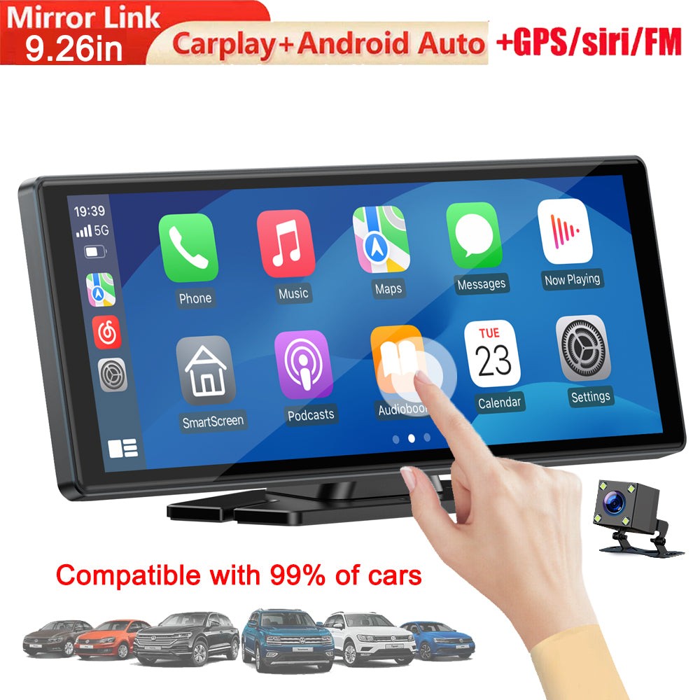 9.26in Car Stereo Radio Touch Screen Wireless Carplay & Android Auto w/ Rear Cam