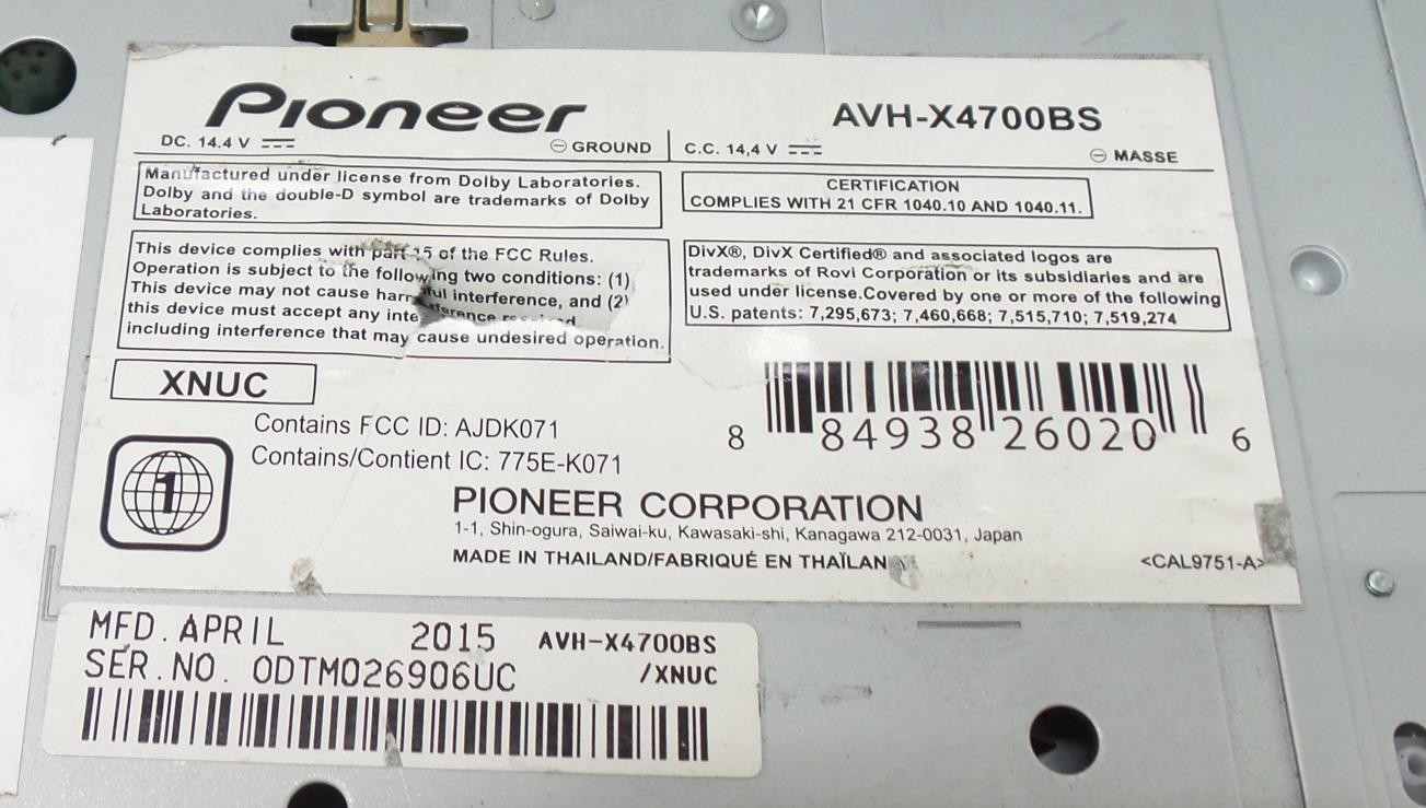 Pioneer AVH-X4700BS 7″ DVD/CD Stereo Bluetooth Receiver – Free Shipping