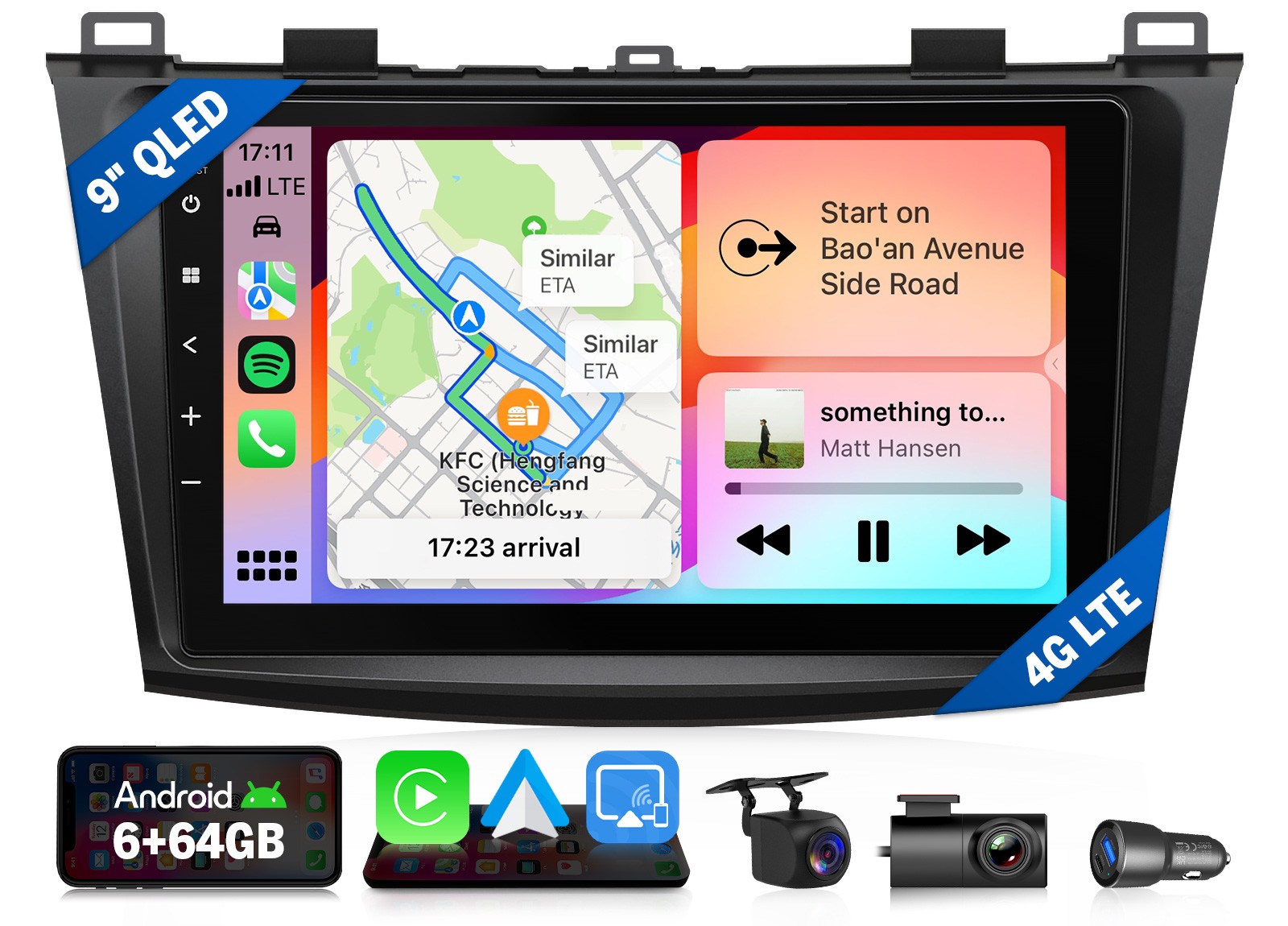 For Mazda 3 2010-2013 Car Stereo Head Unit Android Auto 9″ QLED 6+64 CarPlay SWC