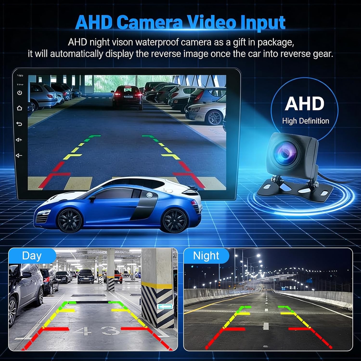 2GB+32GB QLED 10.1″ 2DIN Car Stereo Radio Carplay Android 15 4-core Navi WIFI