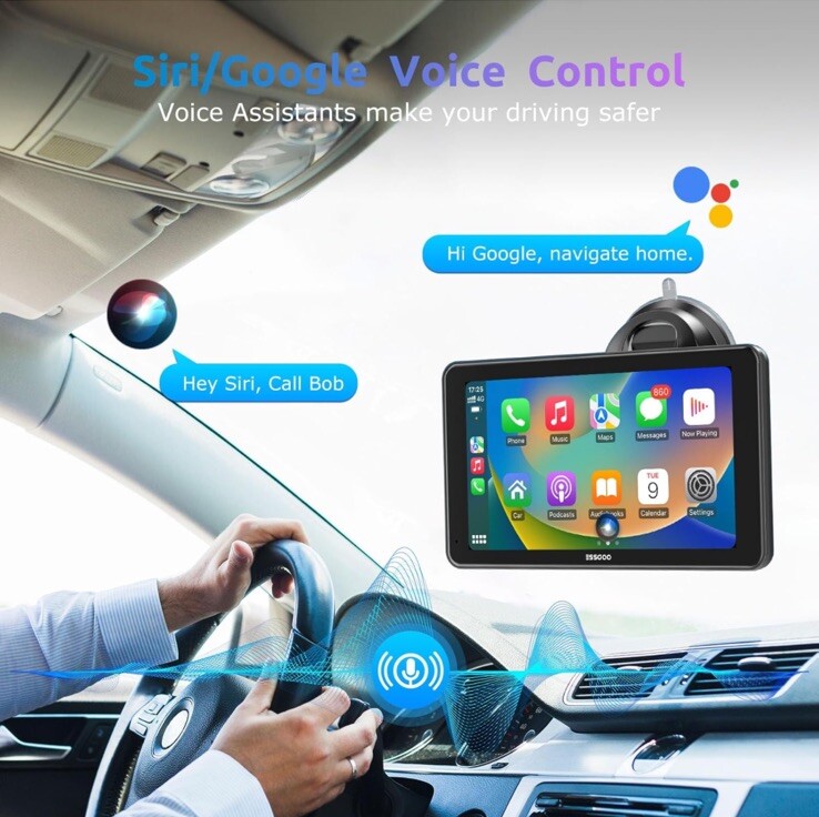 Essgoo A-pple Carplay & Android Auto, 7 Inches Carplay Screen for Car