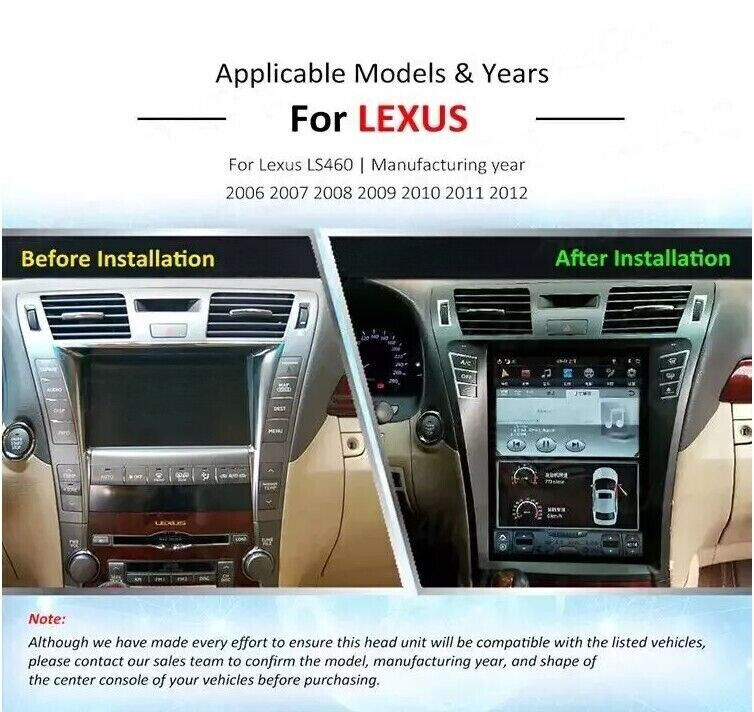 12.1″ Tesla Screen HD Car Radio GPS Android 64GB For 2006-2012 Lexus LS460 LS600