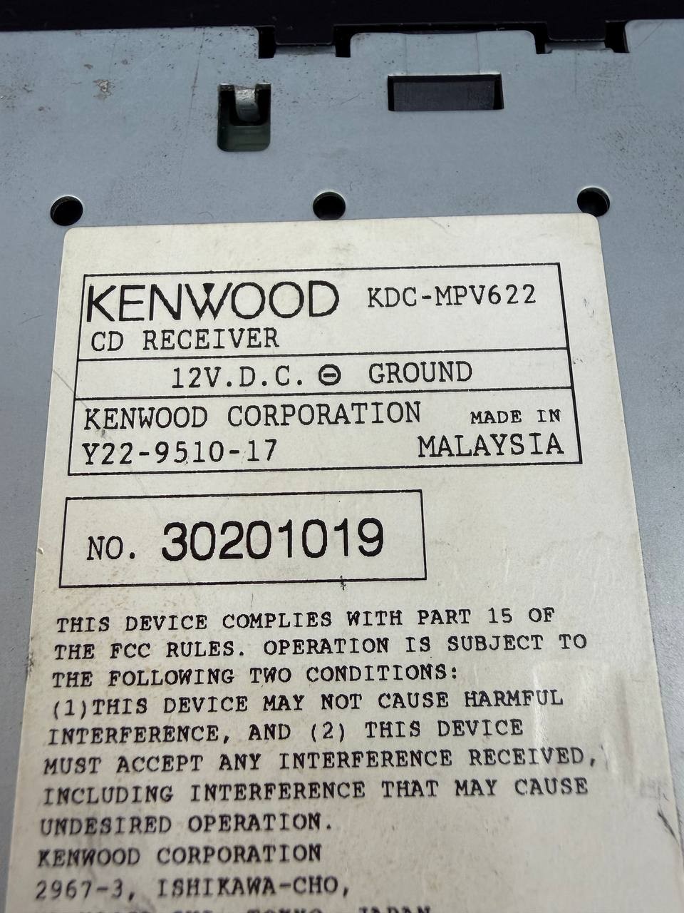 Kenwood KDC-MPV622 MP3 CD Car Stereo 50Wx4 With Removable Faceplate