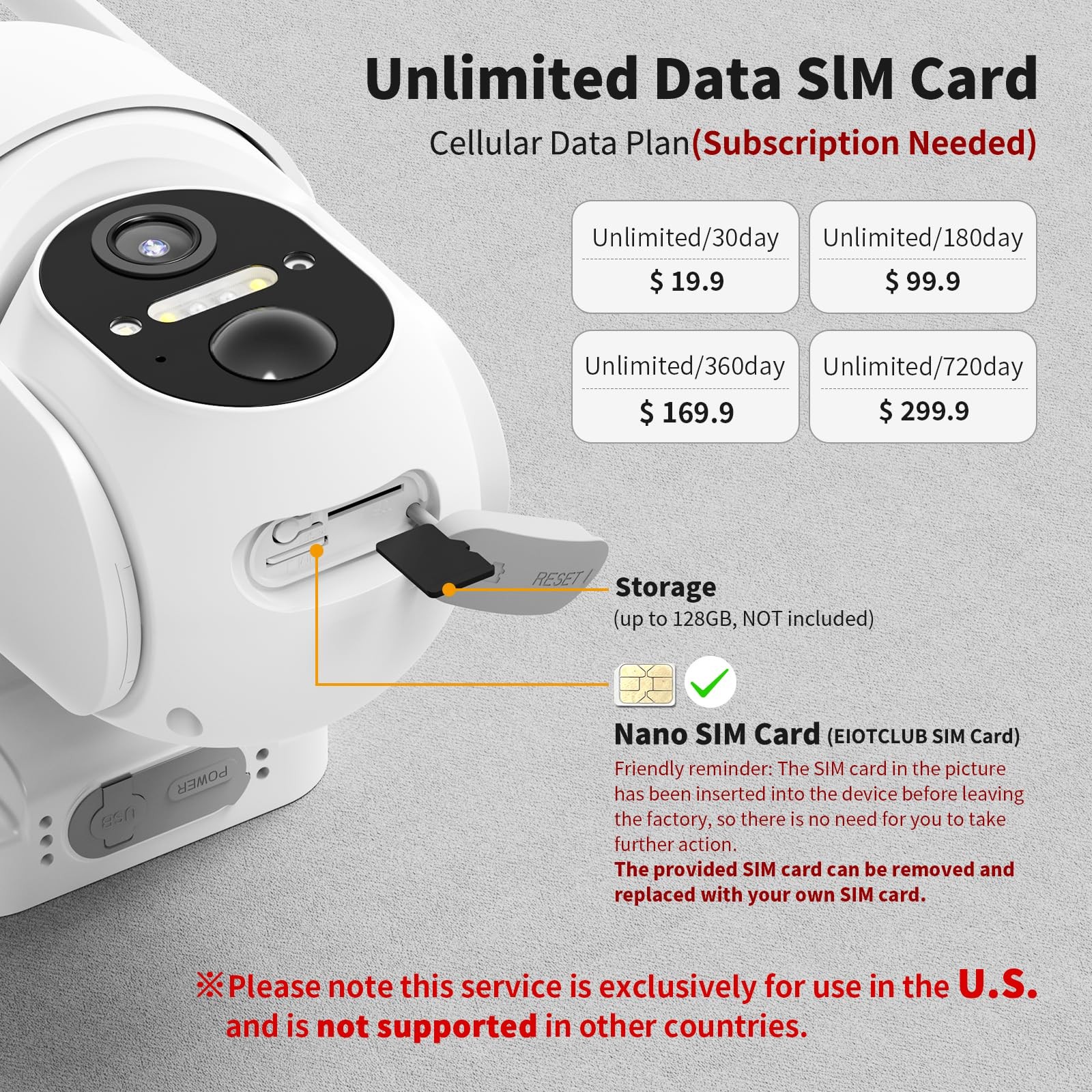 4G LTE Cellular Security Camera, 2 Pack Solar Powered 2Pack, White