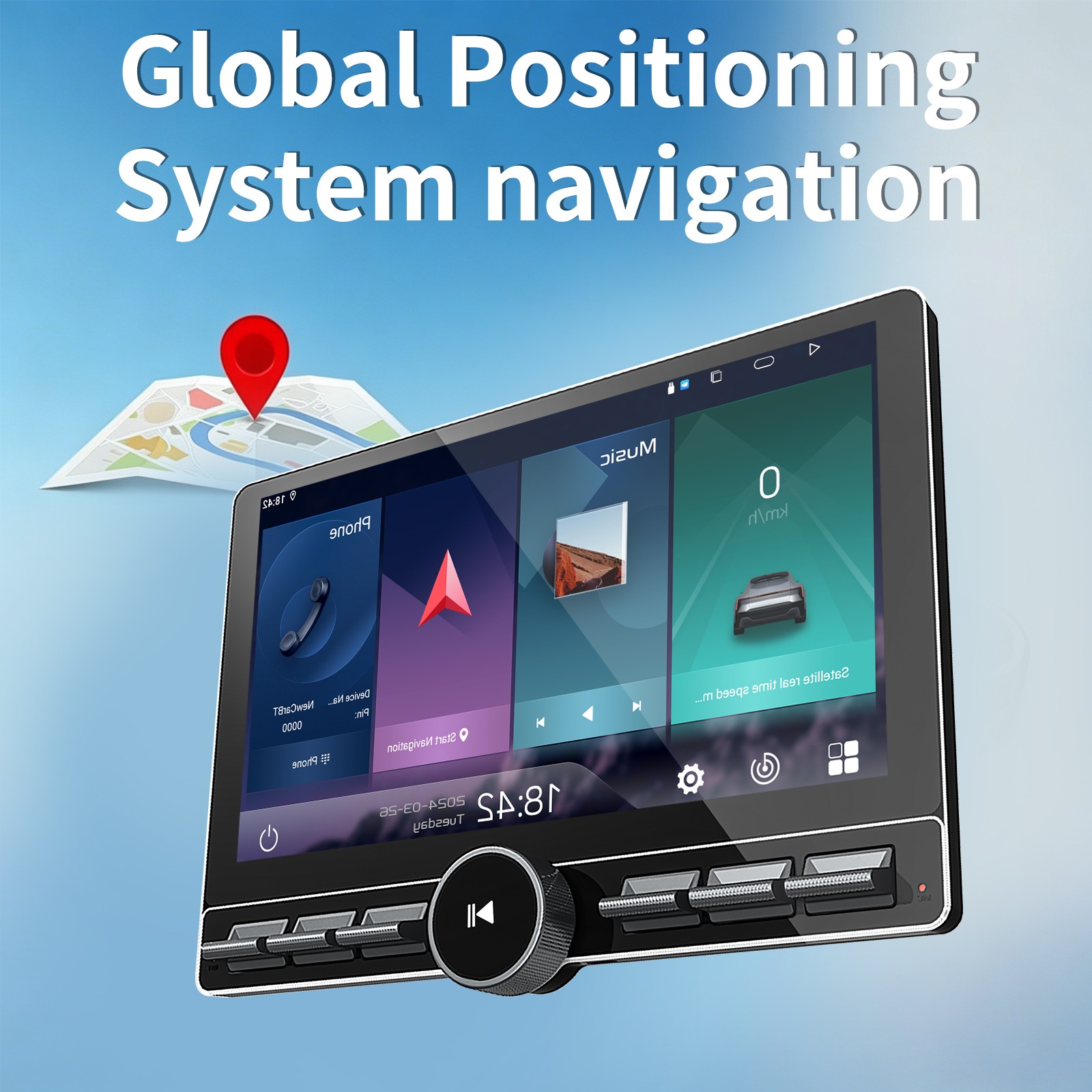 2GB+32GB QLED 10.1″ 2DIN Car Stereo Radio Carplay Android 15 4-core Navi WIFI