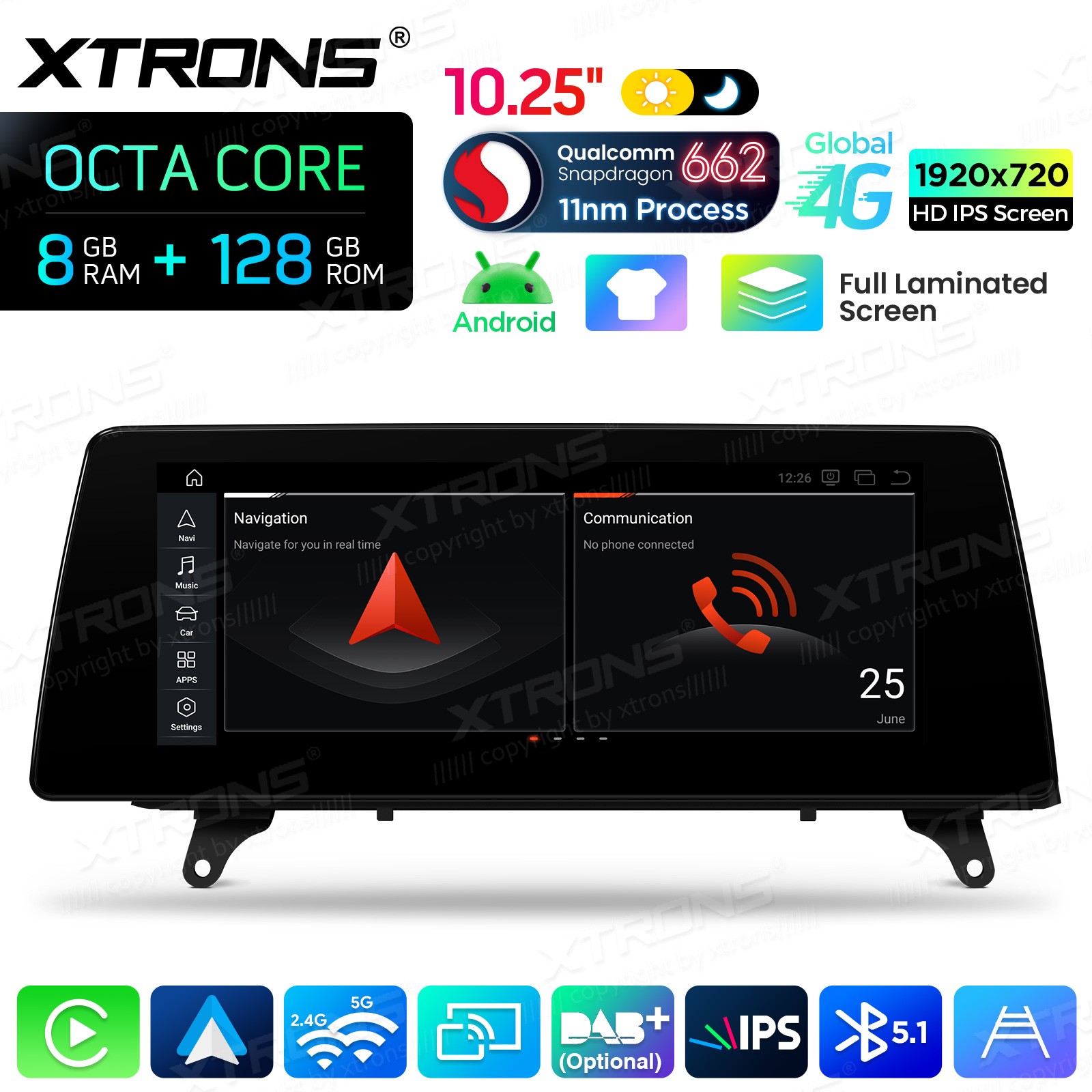 10.25” 8+128G GPS Android 14 CarPlay Car TouchScreen For BMW X5 E70 X6 E71 CCC
