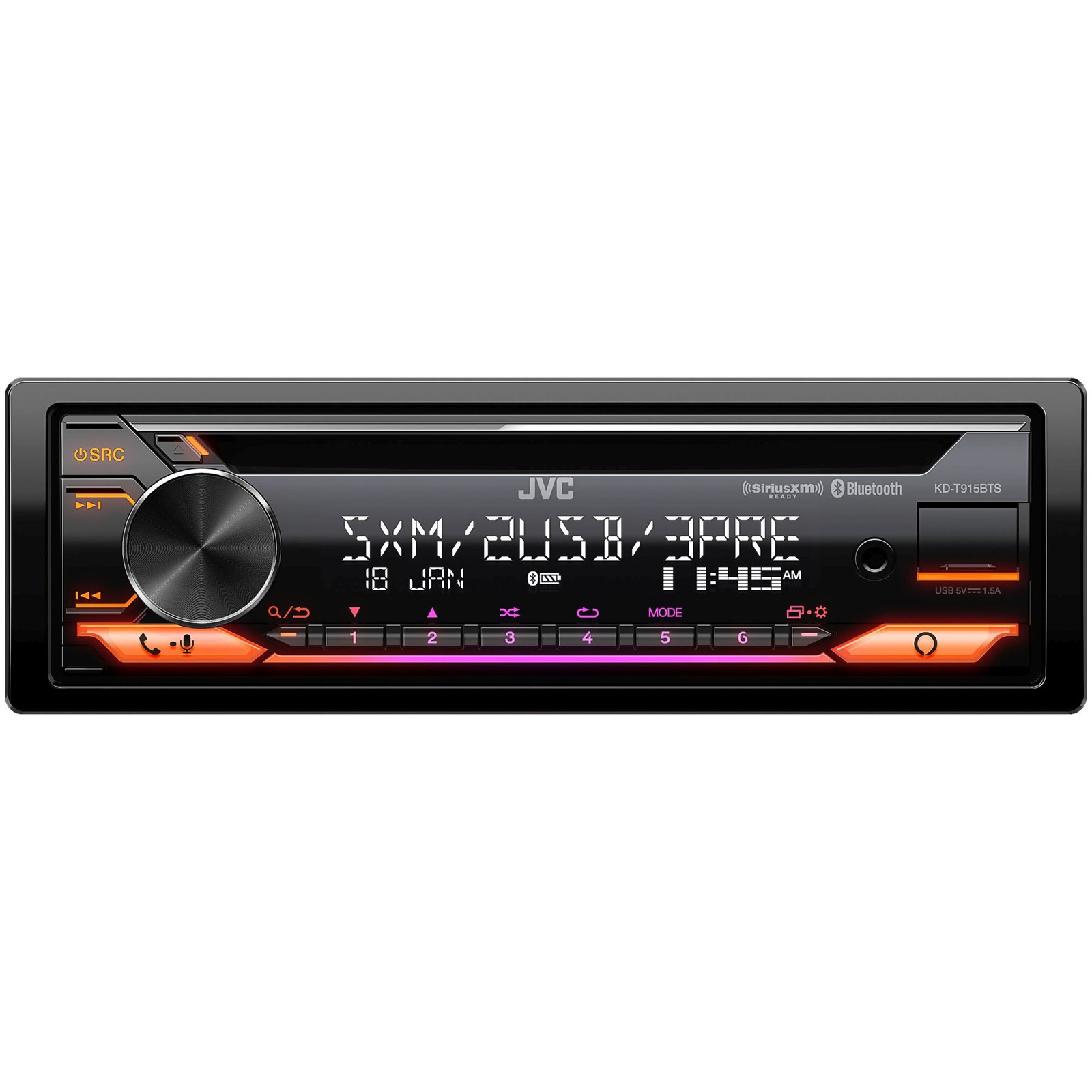 JVC KD-T915BTS CD BT Dual USB AUX Alexa SirusXM Radio Tuner Control Interface