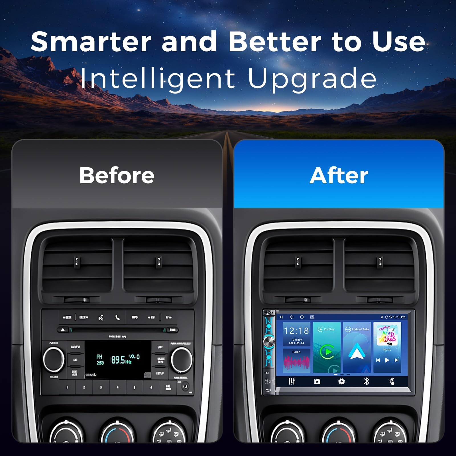 7″ Double Din Car Stereo with Wireless Apple CarPlay & Android Auto, Bluetoot…