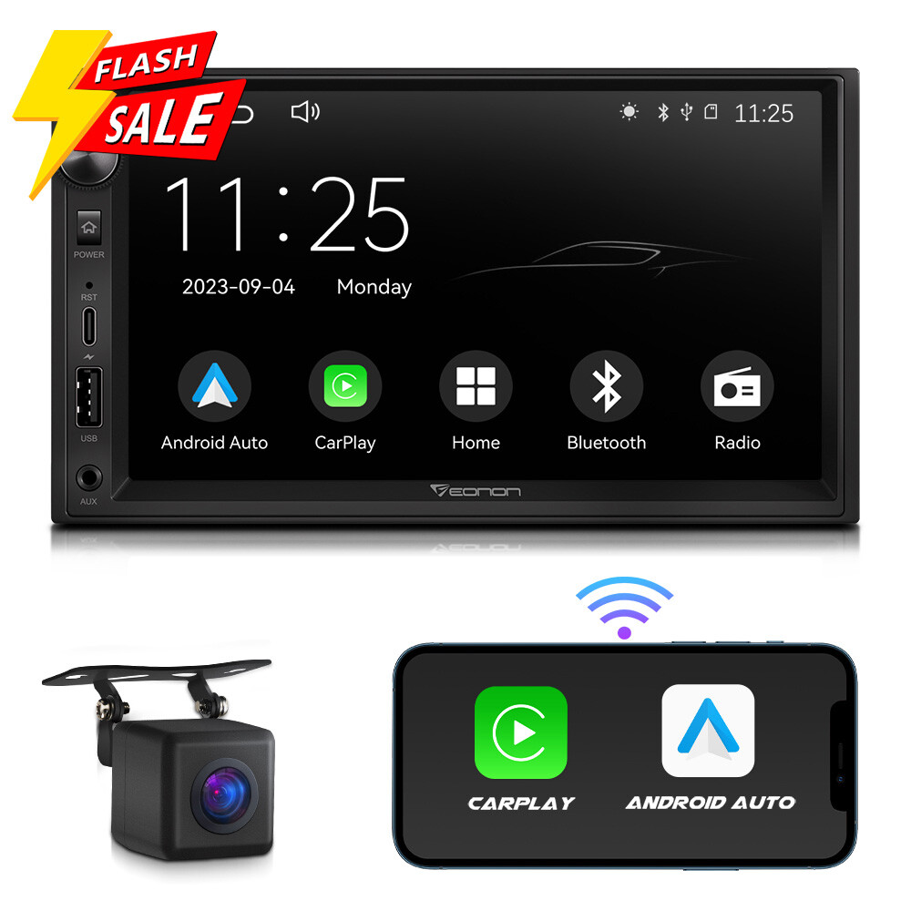 Double DIN 7″ QLED Wireless CarPlay Android Auto Car Stereo Radio GPS Navigation